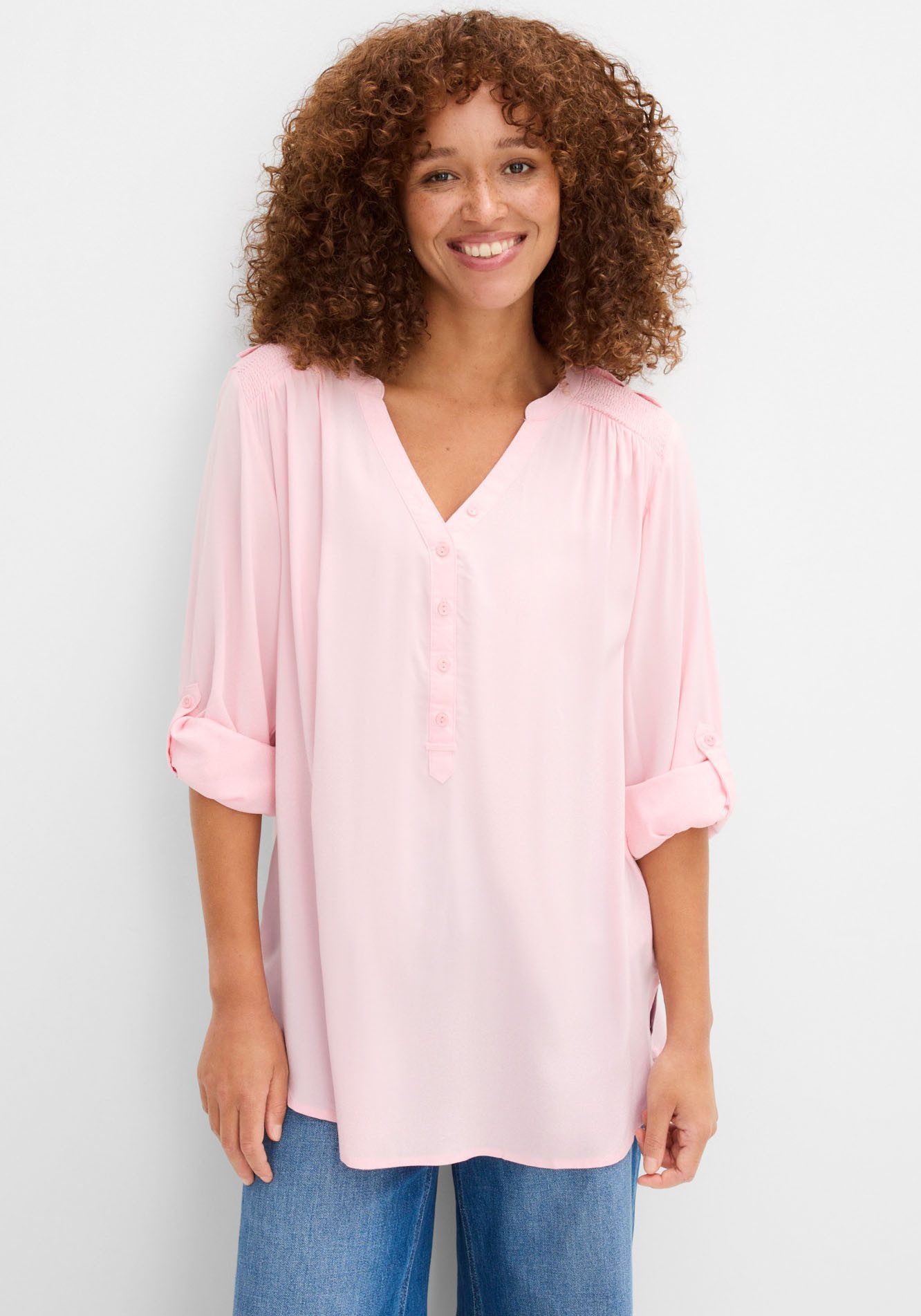 bonprix Tunika Casual Stil, Regular Fit, mit Rundsaum, mit Knopfleiste