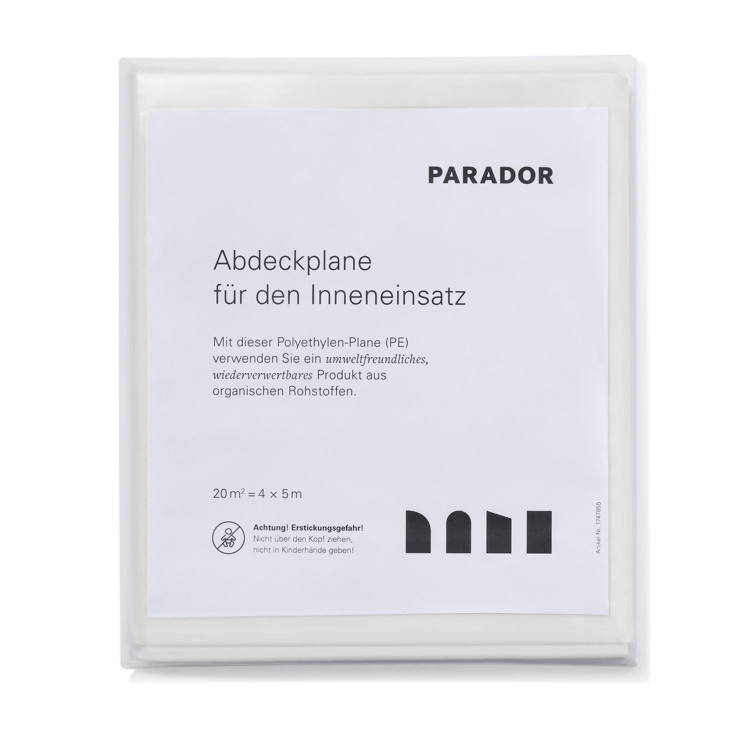 PARADOR Abdeckfolie Malerzubehör Abdeckplane, 0,03 mm Stärke, für Malerarbeiten, auflegen, (Wiederverwendbar, 1-St., Nachhaltig), Aus organischen Materialien, umweltfreundlich