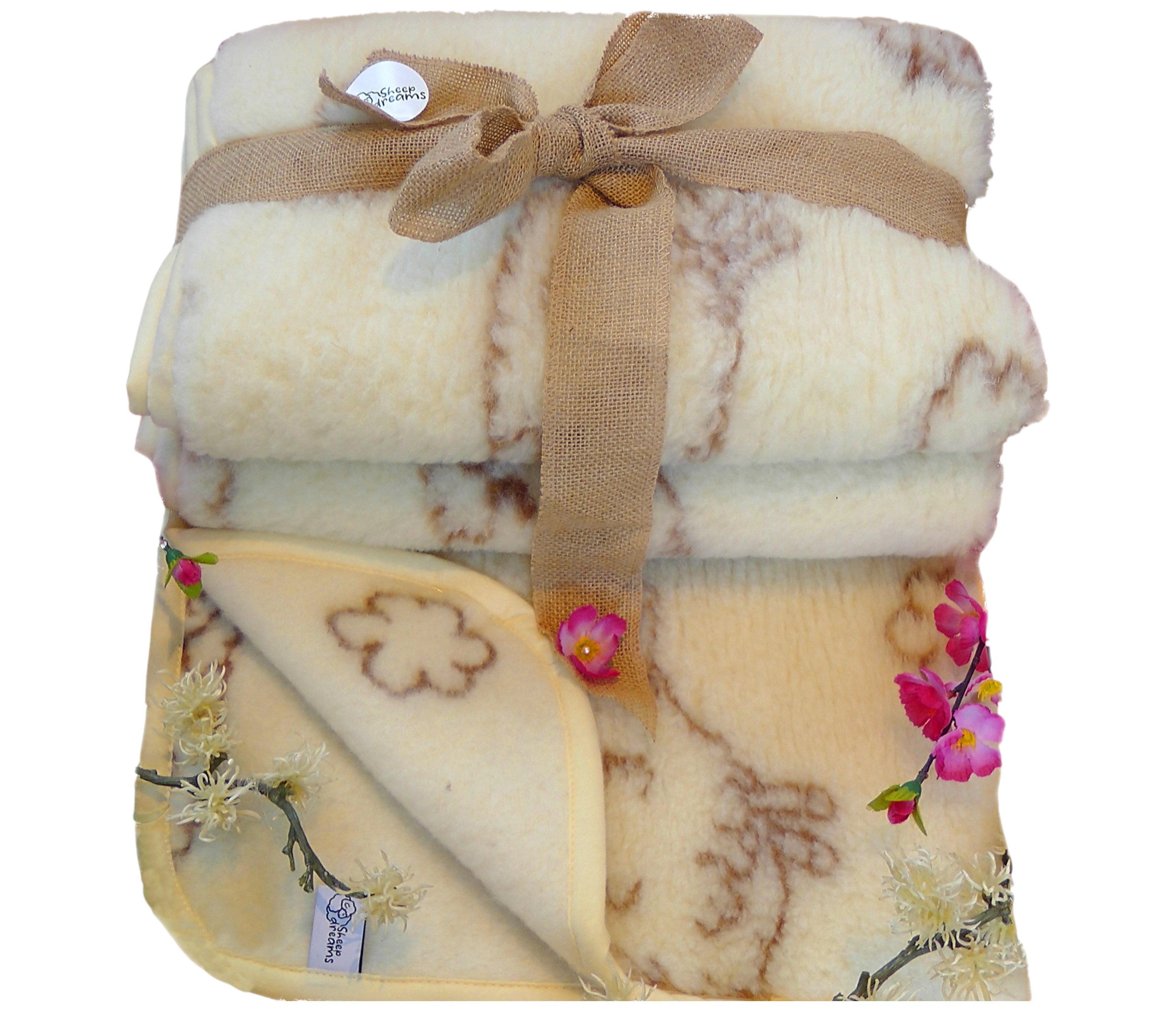 Sheep Dreams Naturhaarbettdecke Schafwolldecke 100% Merino Schurwolle (Schafcreme,100cm x 200cm)