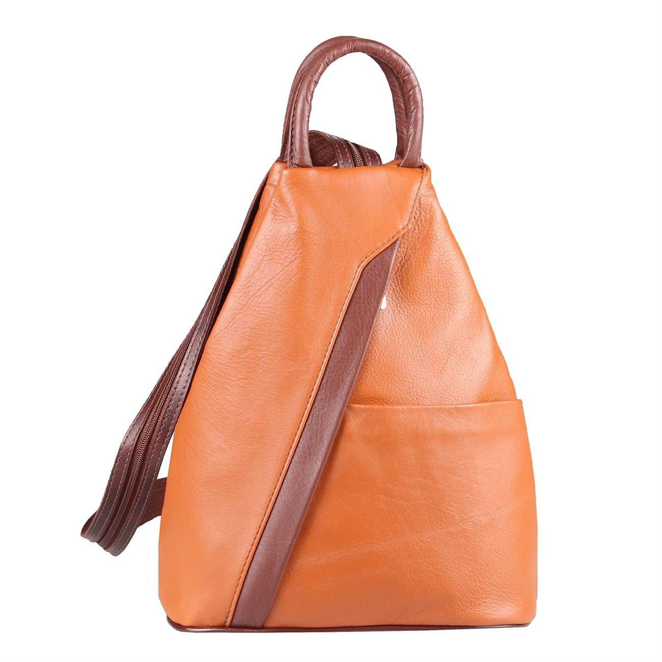 ITALYSHOP24 Rucksack Made in Italy Damen Leder Tasche Schultertasche, leichtgewicht Shopper, als Rucksack & Handtasche tragbar