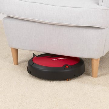 CLEANmaxx Saugroboter vollautomatisch - Teppiche & Hartböden - 14W - rot/schwarz, 2in1 rot/schwarz