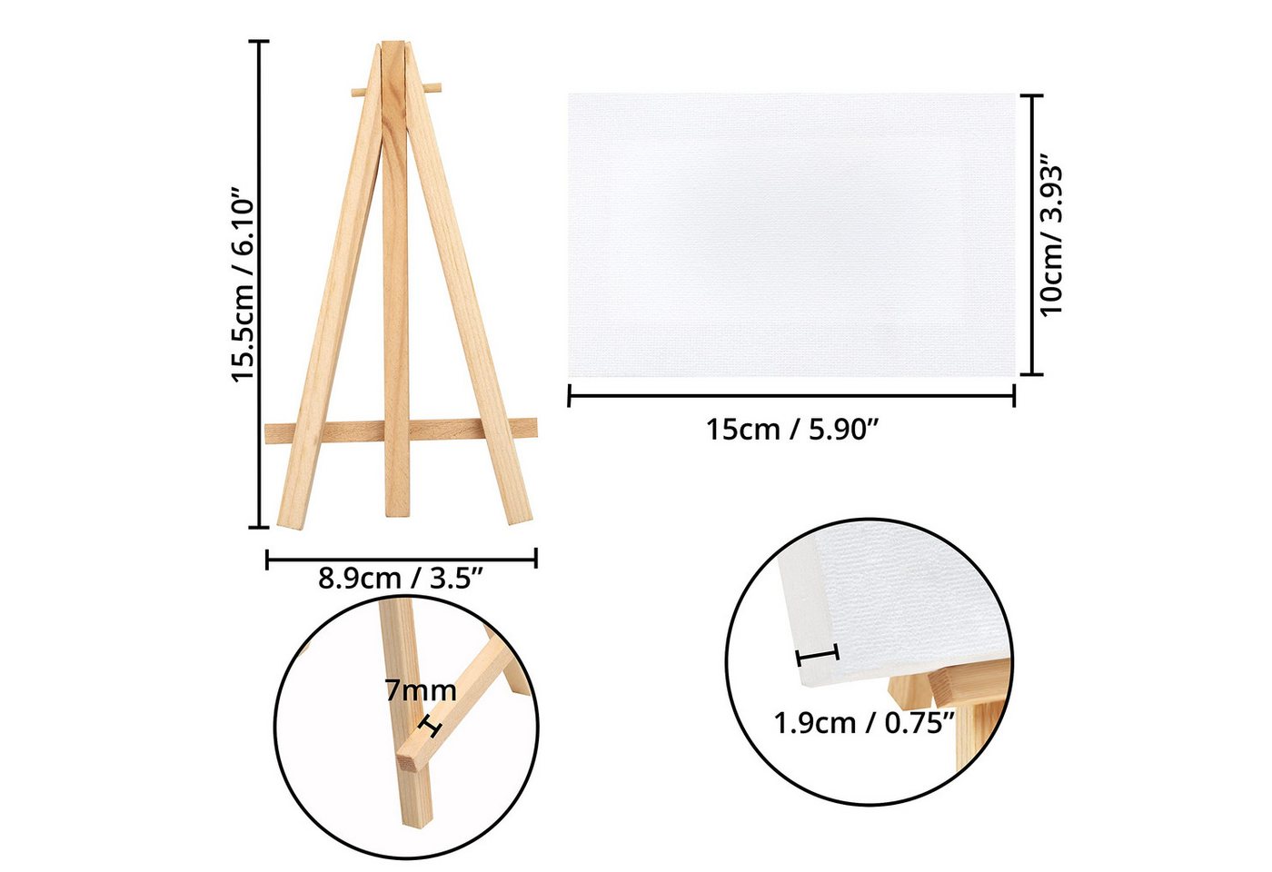 Thumbnail - Belle Vous Leinwand Mini Leinwand Set mit Holzrahmen (10 Stück)