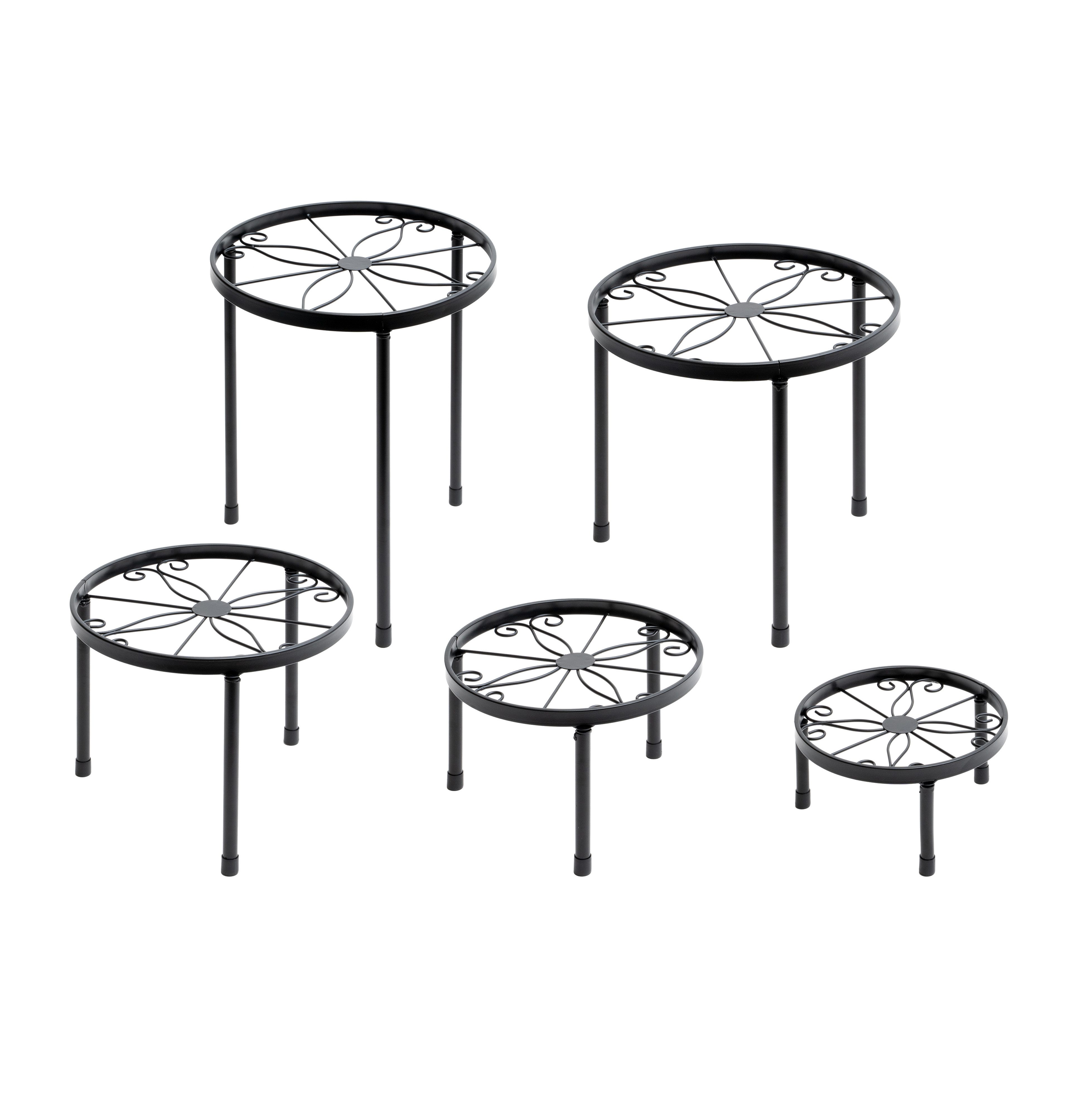 NEUSTEIN Blumenständer Blumenständer 5er Set Pflanzenständer Metall schwarz Pflanzenregal
