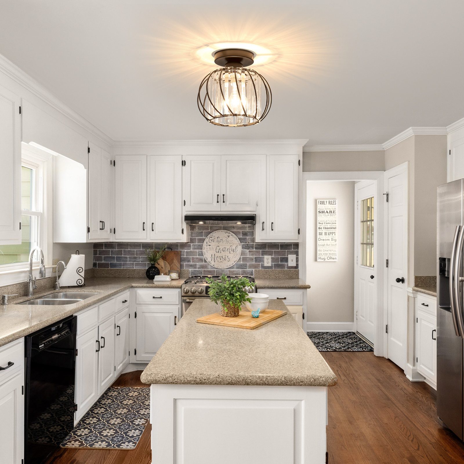 Riserva Dekolicht Deckenleuchte, Kristalllüster, Pendelleuchte im Retro-Industriestil, Einfach zu installieren, stilvoll und schlicht