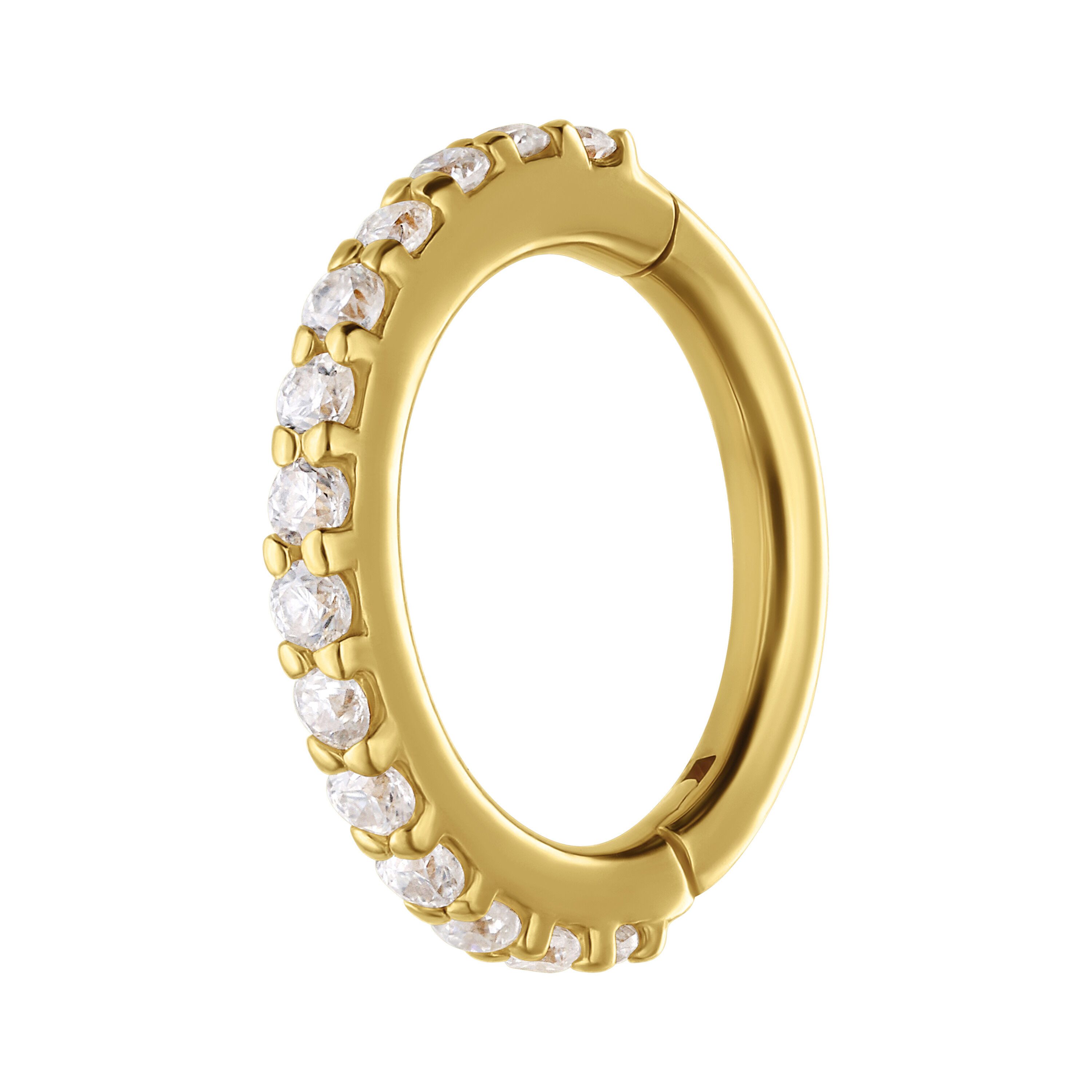 Wildcat Nasenpiercing 14K Gold Crystal Hinged Ring für Ohr, Nase, Lippe, Bauchnabel, 1 Stück, 585er Gold - wasserfest, hautverträglich, Gold