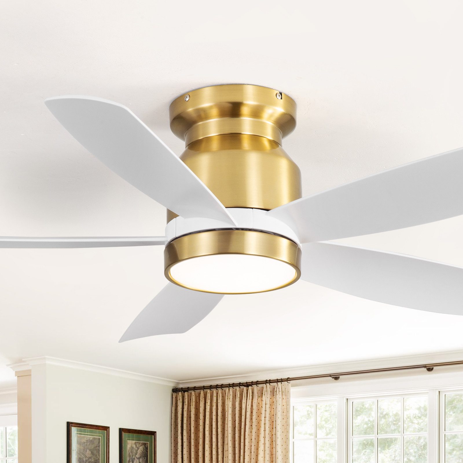 Sofucor Deckenventilator mit 5 Flügeln und Beleuchtung, moderner Deckenventilator 106,5 cm, 6 Geschwindigkeitsstufen, Timer (1/4/8h)