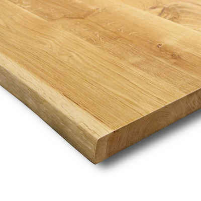 holz4home Esstischplatte Tischplatte mit Baumkante Massivholz Eiche I 120 x 70 x 4 cm LxBxH