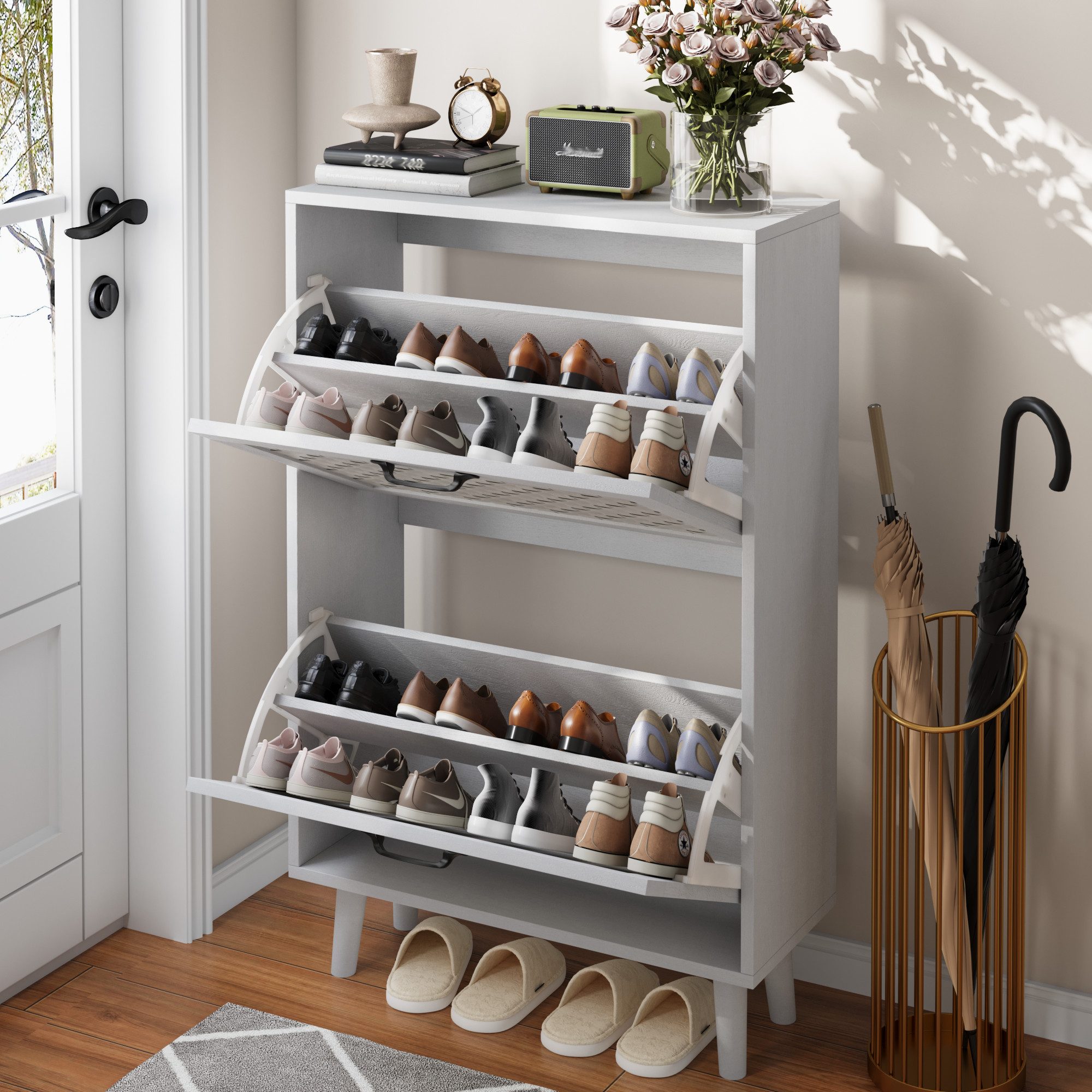 MODFU Schuhschrank Vielseitiger Kipp-Schuhschrank (Schmaler Schuhaufbewahru günstig online kaufen