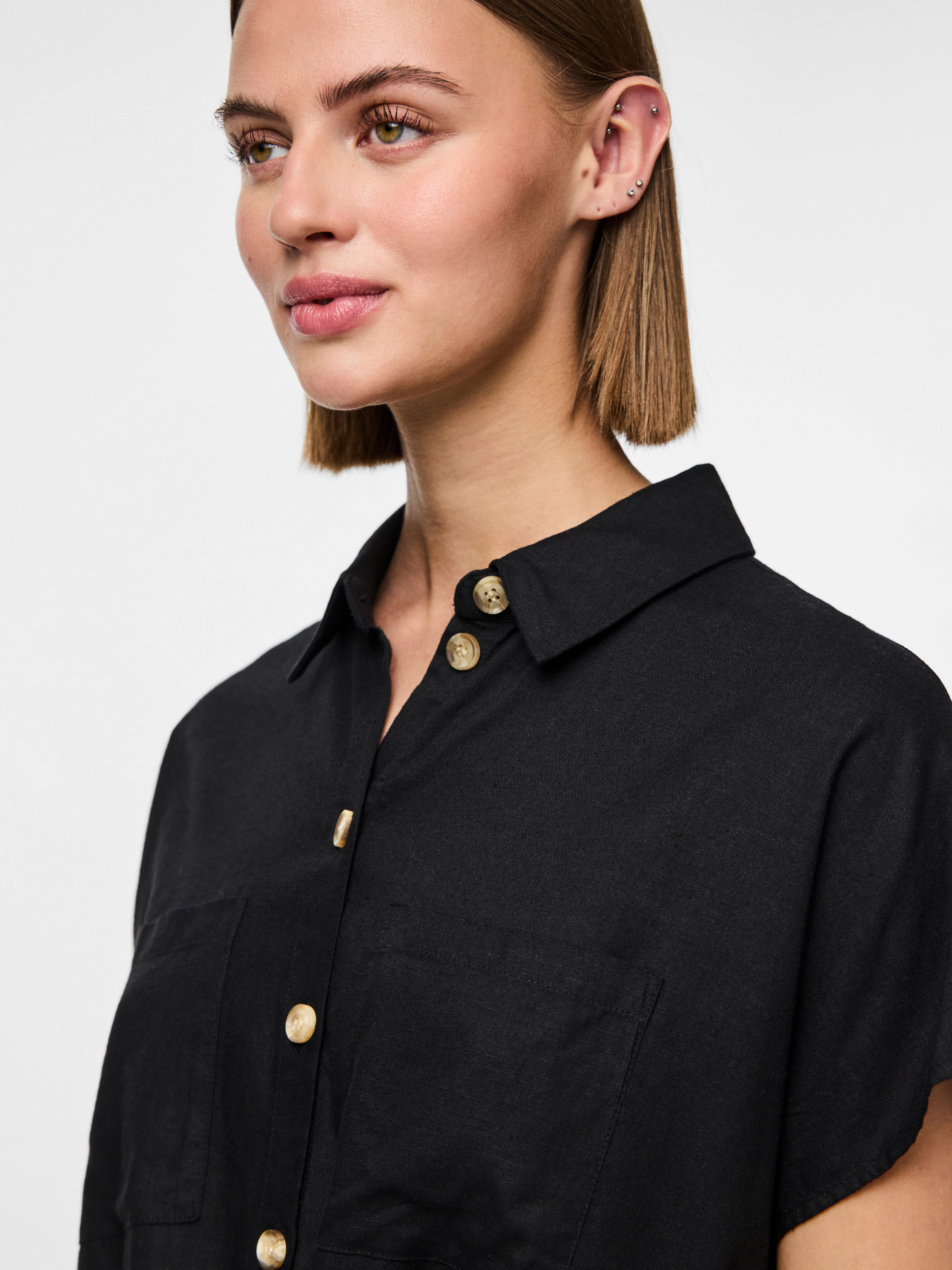 pieces Kurzarmbluse PCPIA SS TIE SHIRT günstig online kaufen