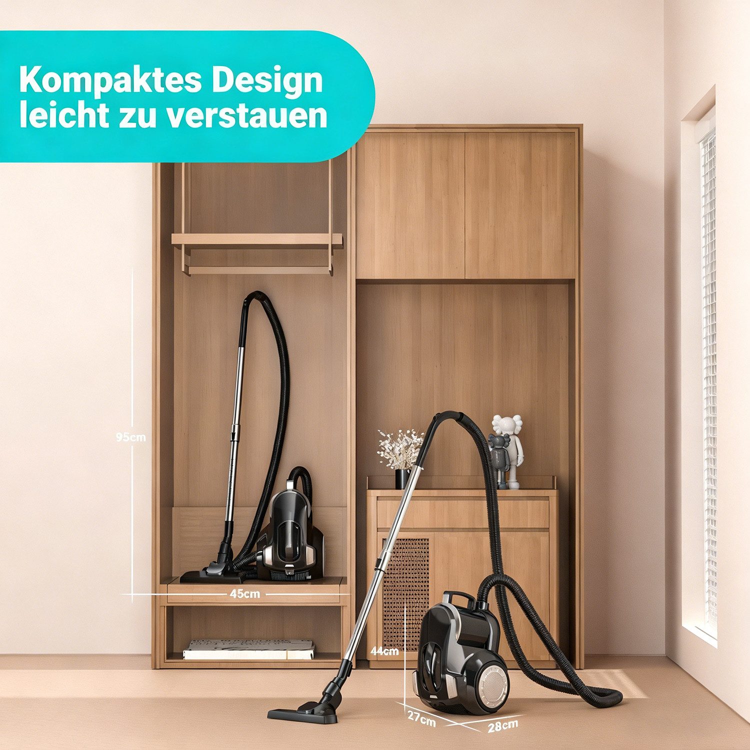 wohnTRAUM24 Bodenstaubsauger Staubsauger mit Beutel, Bodenstaubsauger für alle Bodenbeläge, beutellos, Leicht und tragbar,Starke Saugkraft,Betriebsgeräusch unte – Bild 5 von 5
