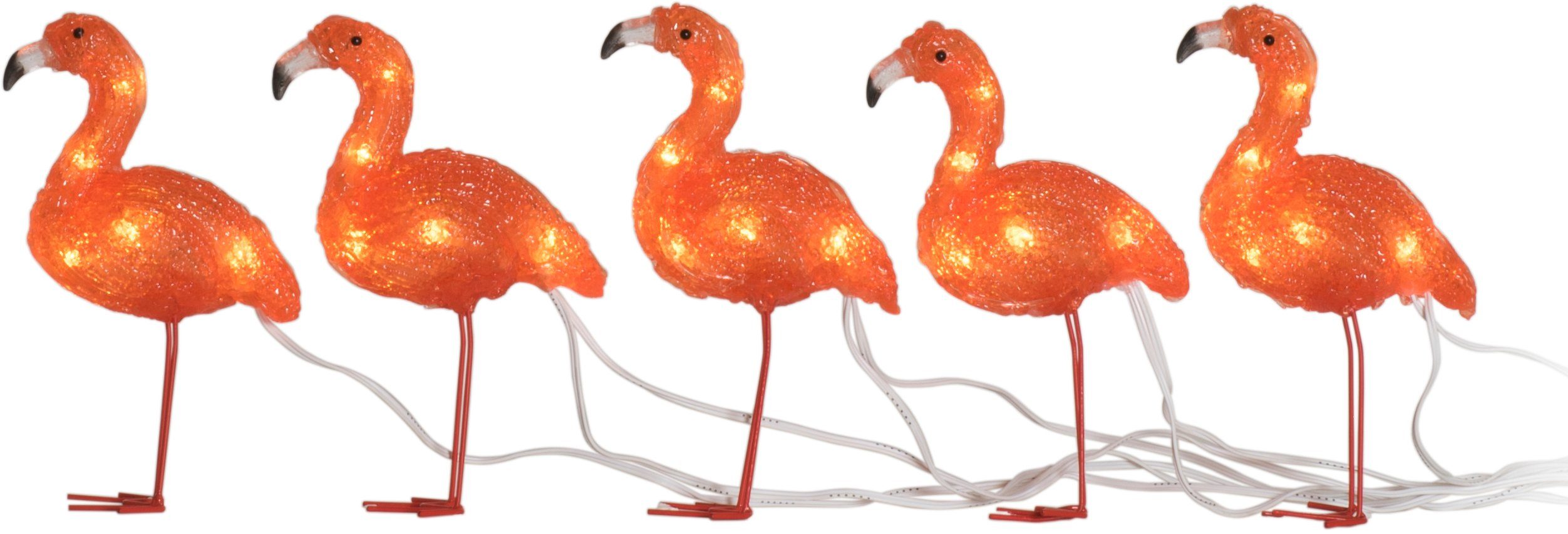 (1 LED 5er-Set, KONSTSMIDE St), bernsteinfarbene Weihnachtsfigur 40 Dioden Acryl Flamingos,