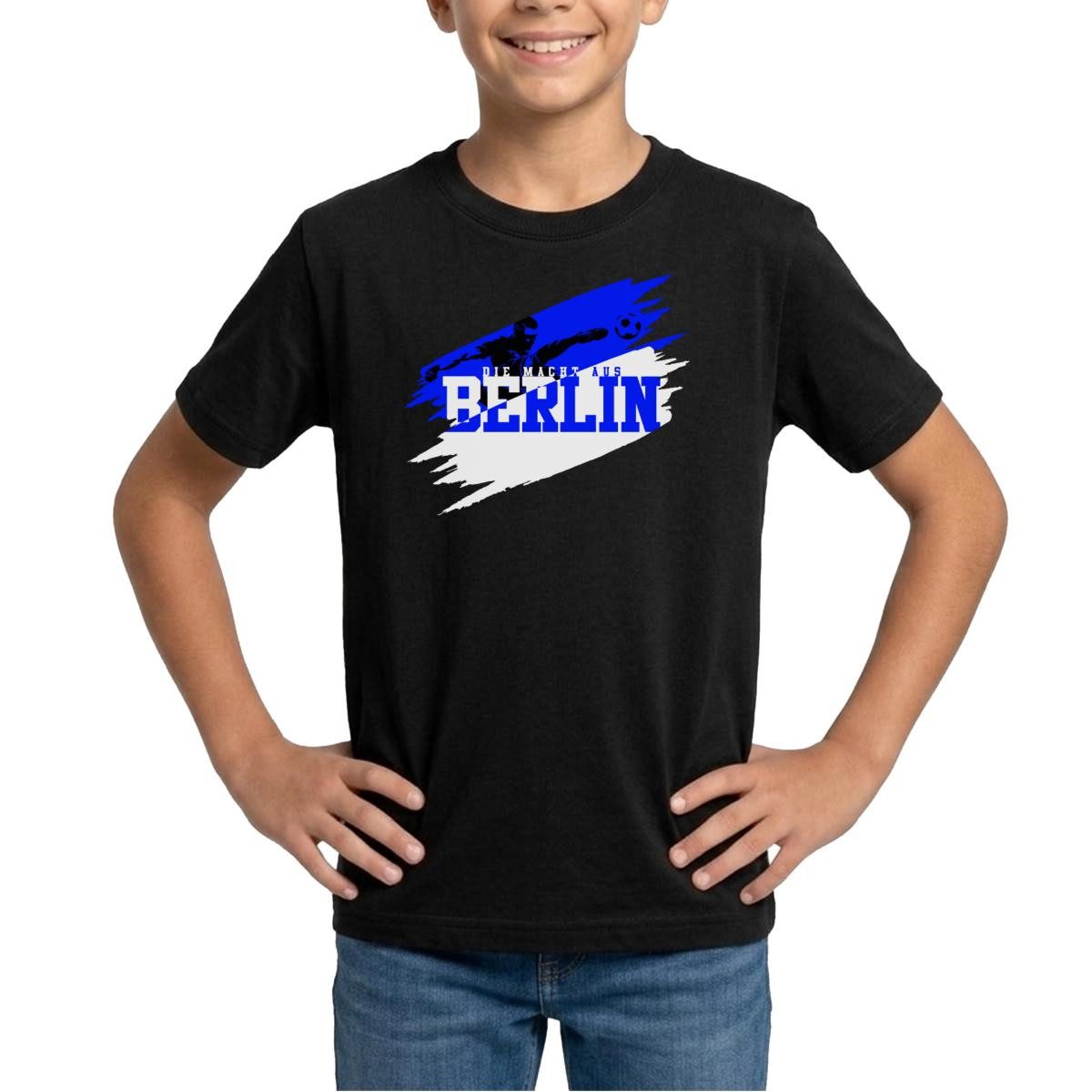 T-Shirt Die Macht Aus Berlin Blau-Weiß Fußball Fan Teenager T-Shirt