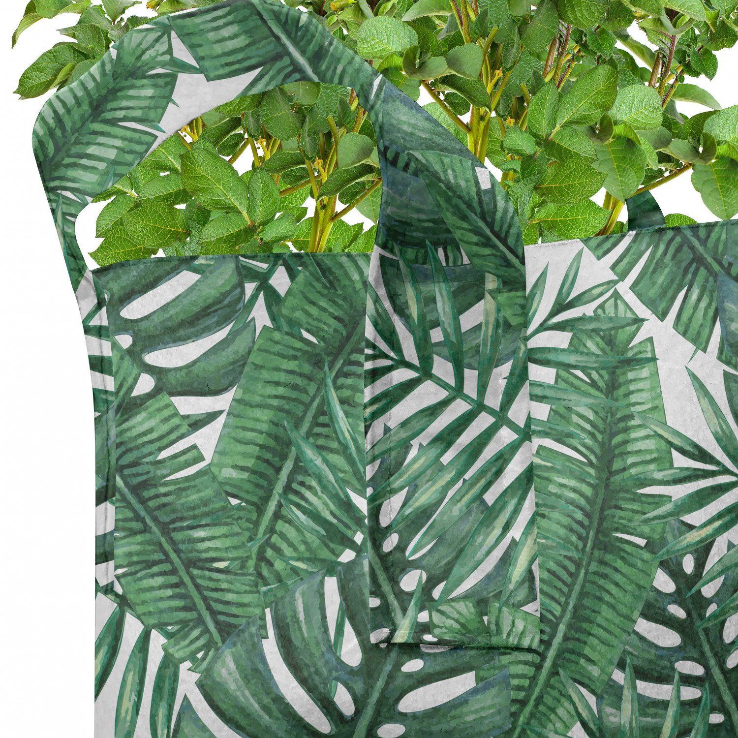 Pflanzkübel mit Abakuhaus für Griffen hochleistungsfähig Pflanzen, Stofftöpfe Palmblatt Aquarell-Dschungel