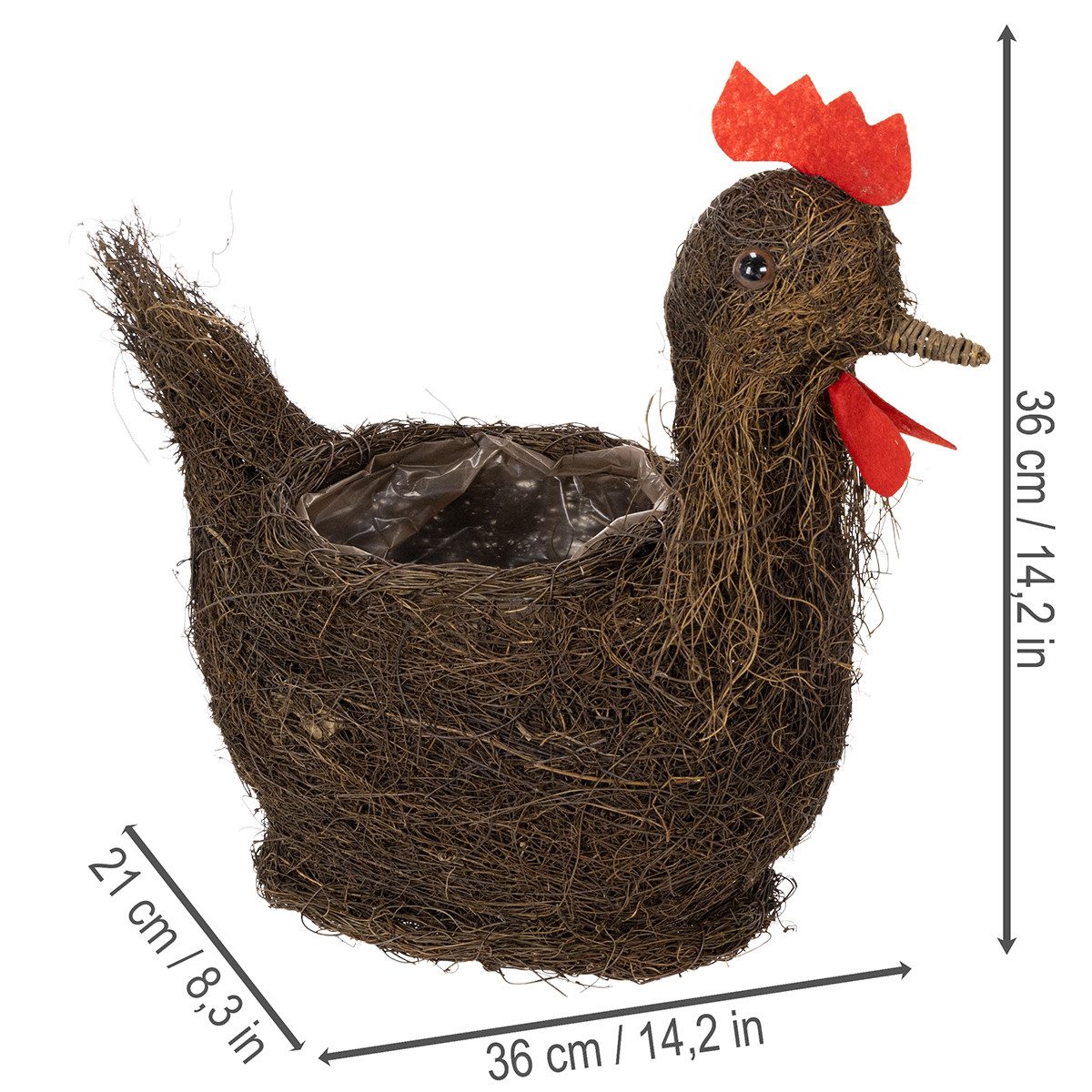 Florists Products Dekokorb Osterdeko Pflanzkorb Deko Huhn 36cm zum Bepflanzen –