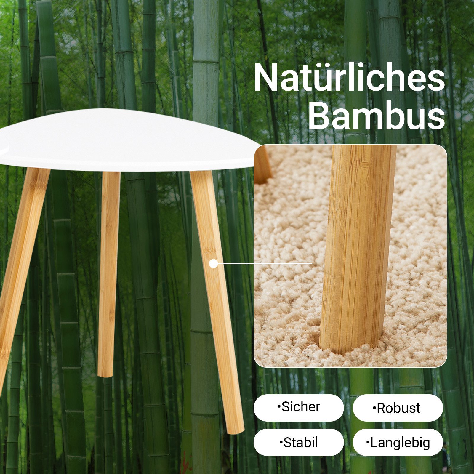 SoBuy Beistelltisch FBT74, 2er Set, Satztisch Couchtisch Sofatisch, Beine aus Bambus, mit Ablagen