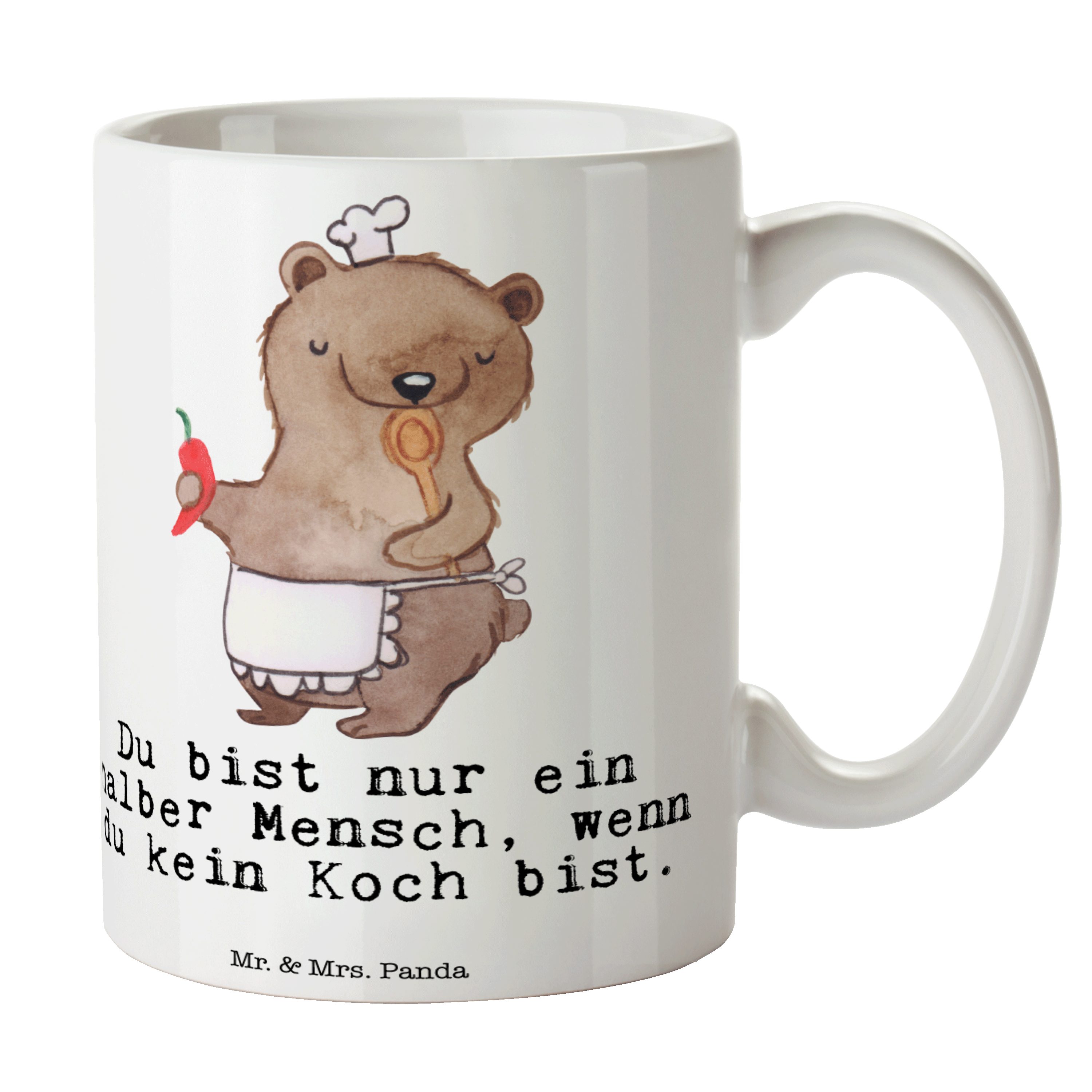 Mr. & Mrs. Panda Tasse Koch mit Herz - Weiß - Geschenk, Tasse, Kaffeetasse, Chefkoch, Porzel, Keramik | Tassen