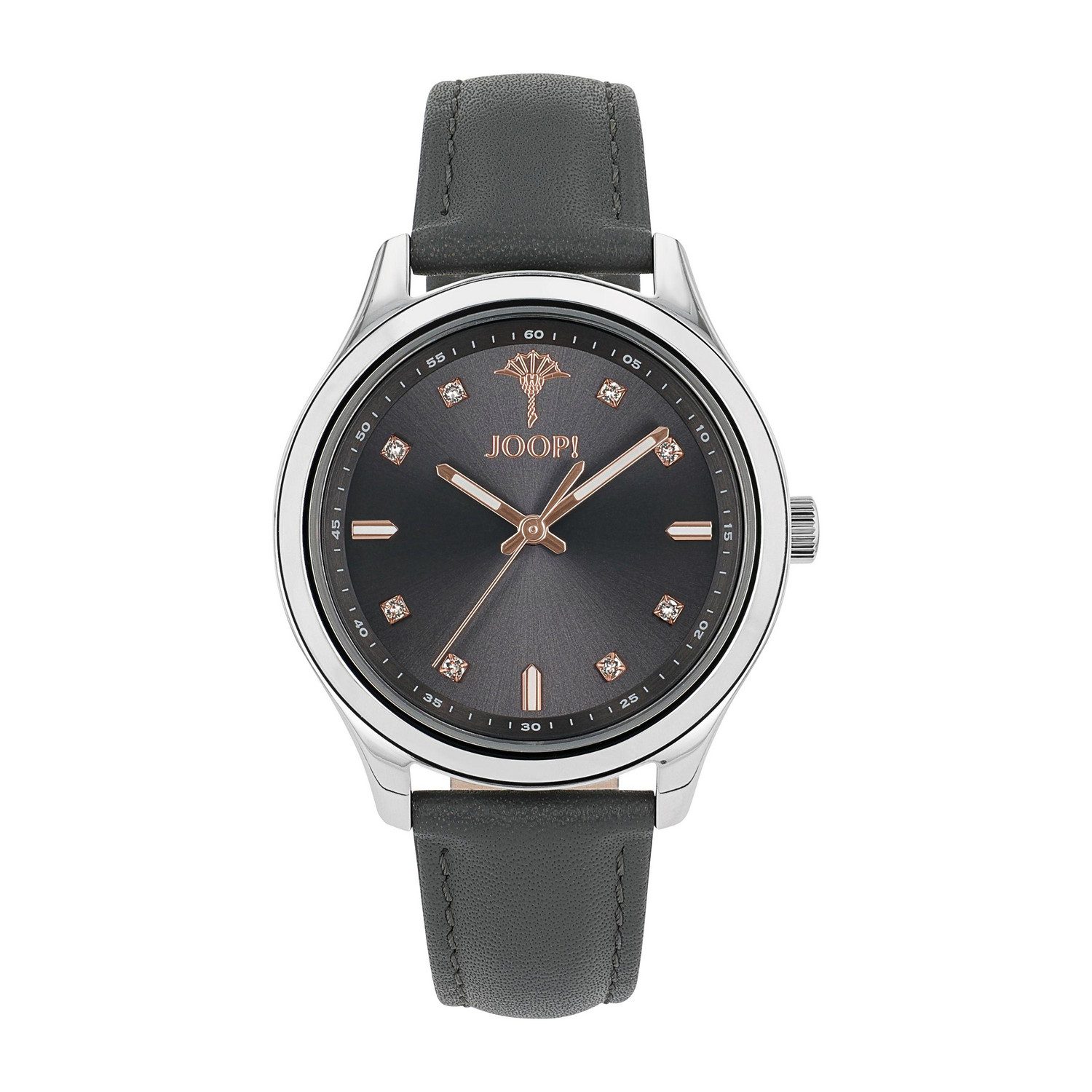 JOOP! Quarzuhr 2040164, Armbanduhr, Damenuhr, Lederarmband, analog, Kristallsteine