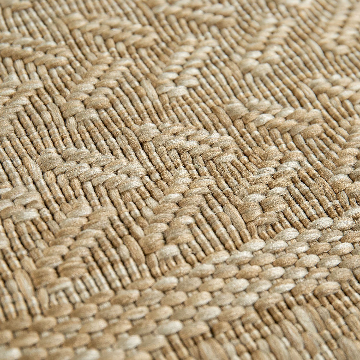 4 melierte mm, 390, Liege Optik, Sisal rechteckig, beige Paco mit Flachgewebe, Outdoor Home, geeignet Höhe: Bordüre, Teppich