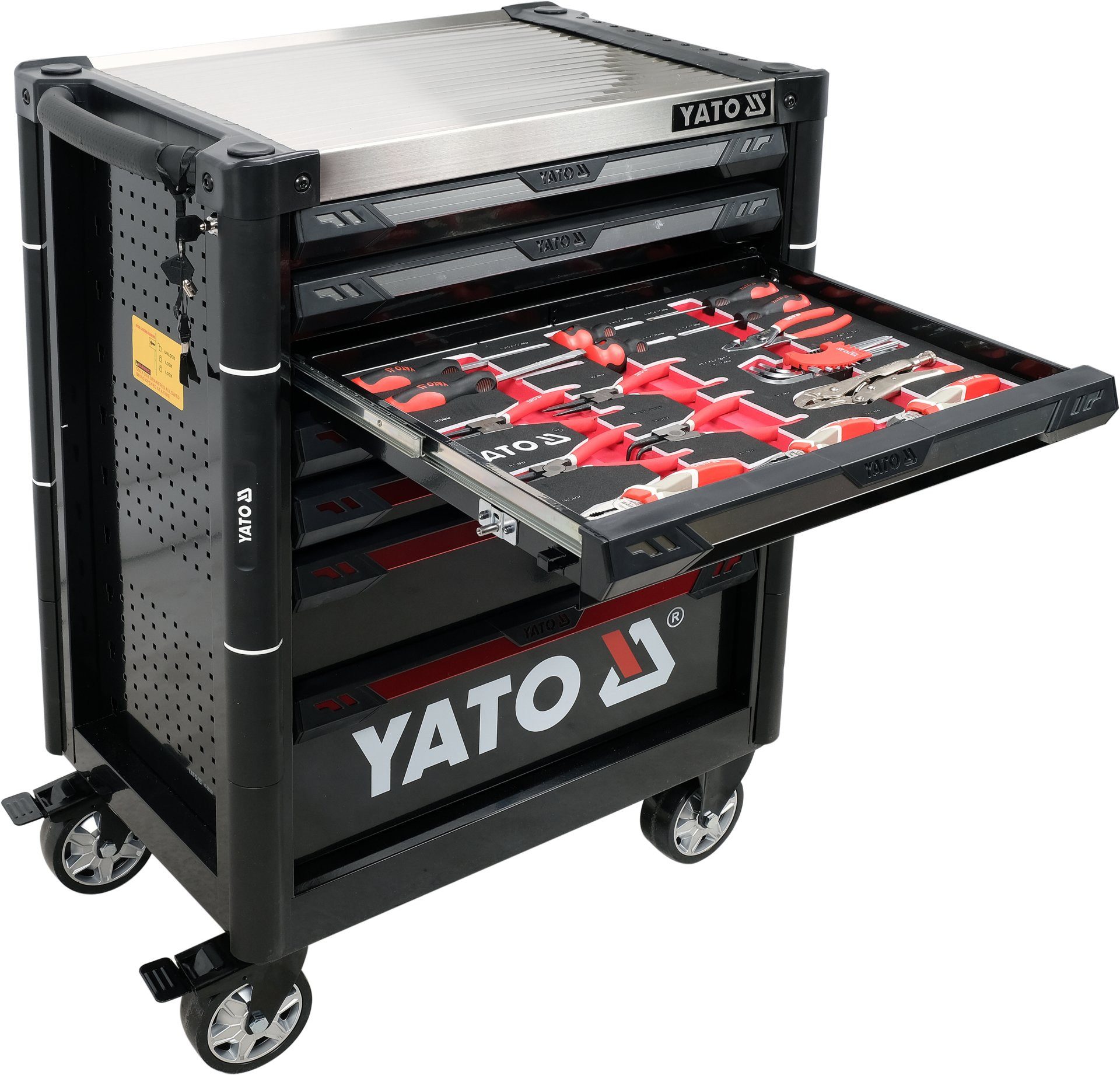 Yato Тележка для мастерских Тележка для мастерских 977x725x480mm inkl. Werkzeug 157-teilig, Stabil