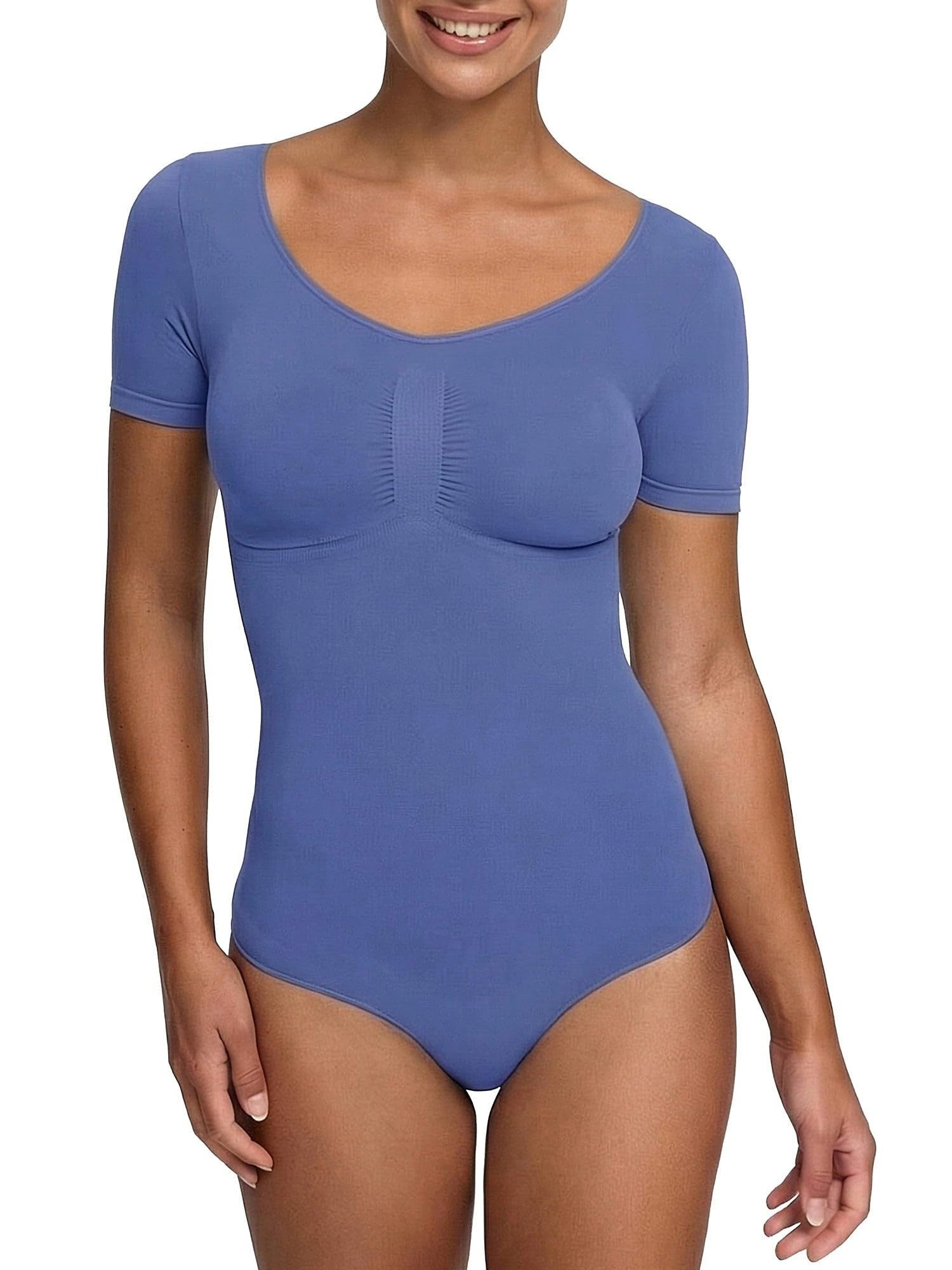 cfab by creamy fabrics Miederbody T-Shirt Bodysuit Sculpting Shapewear mit Slip-Soft Violet-5XL (1-tlg) Figurformend