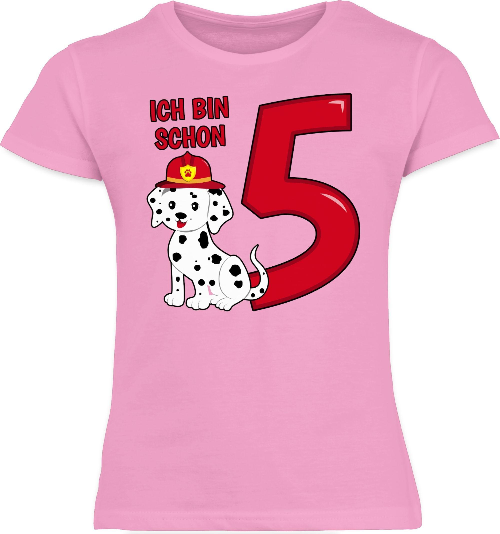 Kinder Kids (Gr. 92 -146) Shirtracer T-Shirt Ich bin schon fünf Feuerwehr Hund - 5. Geburtstag - Mädchen Kinder T-Shirt