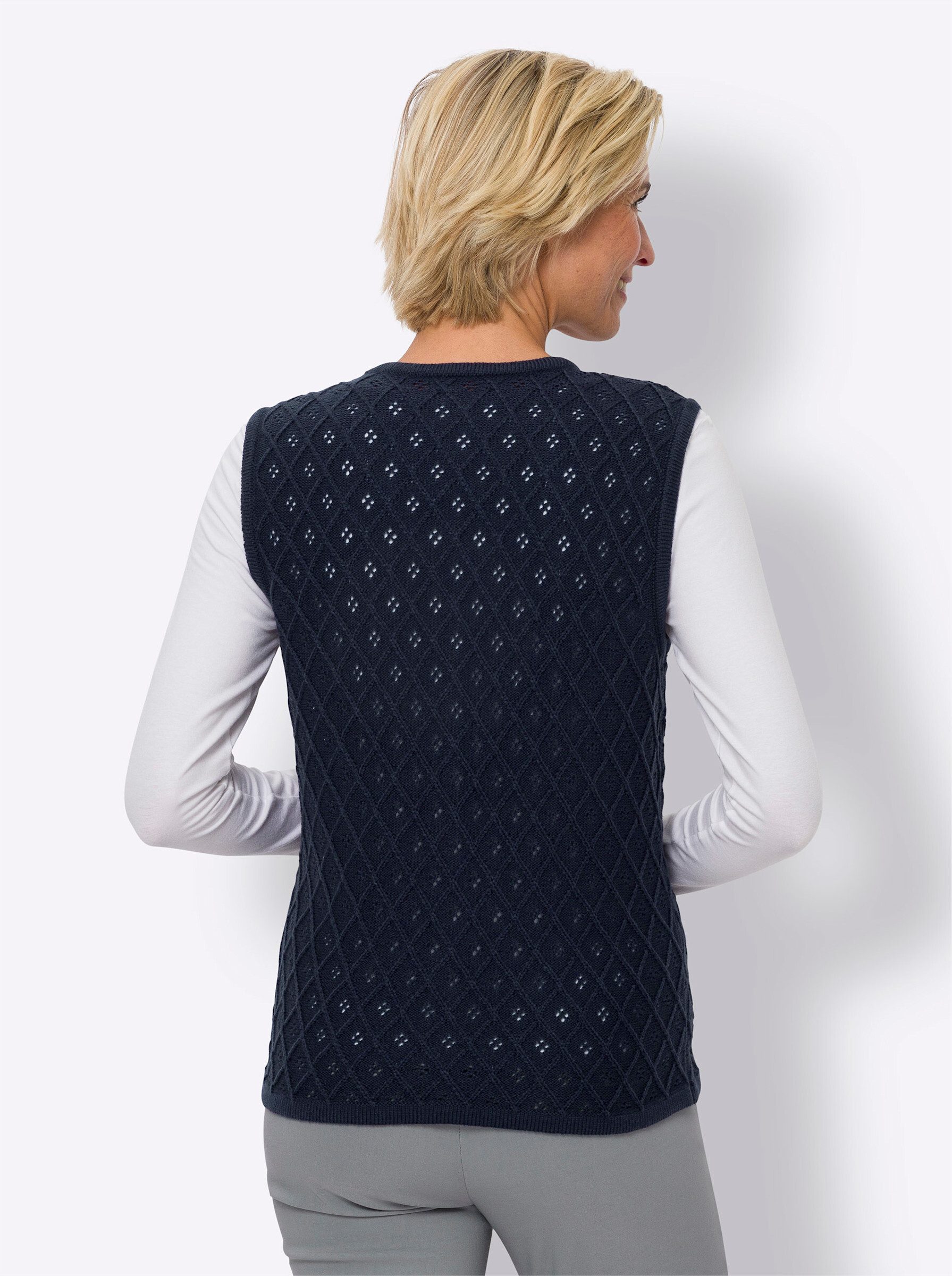 Sieh an! Strickweste Strickweste Ärmellos Ajour günstig online kaufen