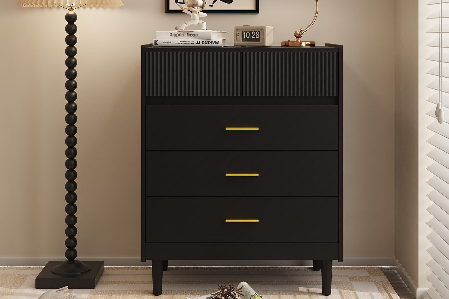 HOMAVO Kommode DG2 mit 5 Schubladen für Wohnzimmer Schlafzimmer modern & geräumig, FSC®, viel Stauraum, pflegeleicht-74 × 40 × 90 cm (B × T × H)