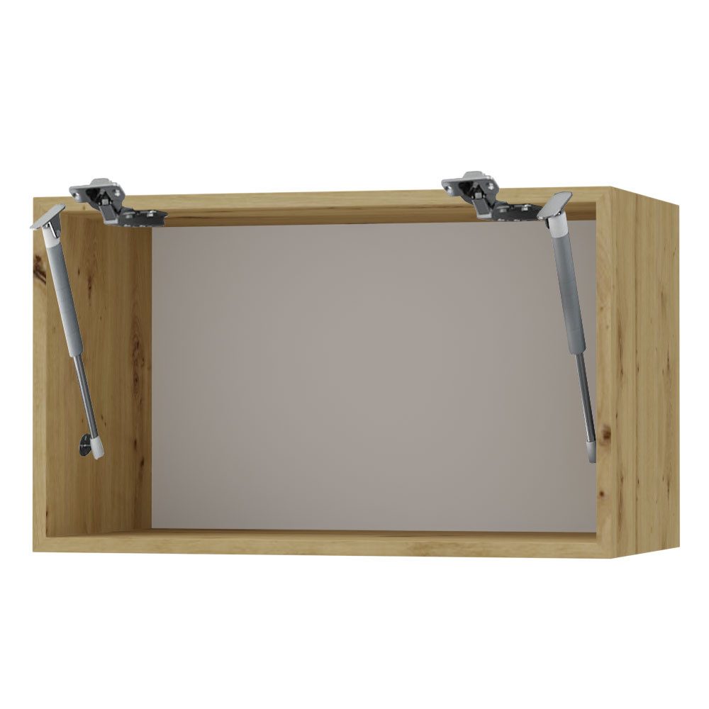 Feldmann-Wohnen Klapphängeschrank Kvantum (W4B/50, 1 Klappe mit Gasdruckdämpfer, innen 1 Fach, 1-St., moderne Matt-Optik, dekorative Fräsungen, B/T/H 50x32,5x36cm) Eiche Artisan / Beige Matt