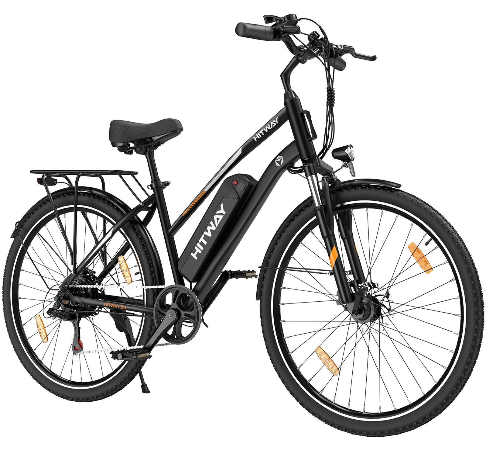 HITWAY E-Bike 28 Zoll Elektrofahrrad für Damen Herren bis 35-100km 12Ah/13Ah Akku, 7 Gang, Heckmotor, 432 Wh, (1 tlg), Pedelec E-Citybike für Erwachsener 170-190cm, mit Schloss, Pumpe