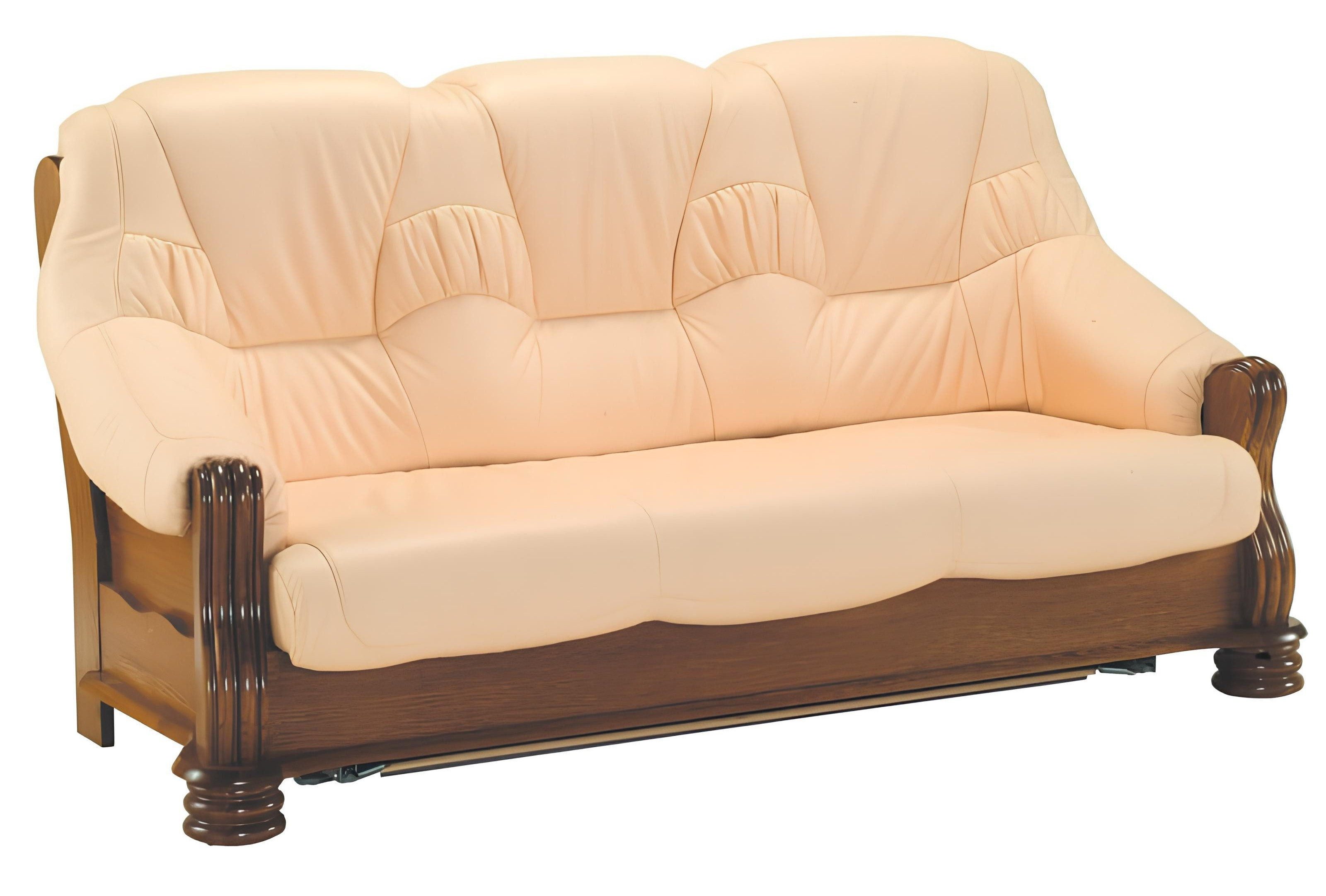 Xlmoebel 3-Sitzer Luxus Sofa aus Holz und Leder mit eleganter Polsterung, Hergestellt in Europa