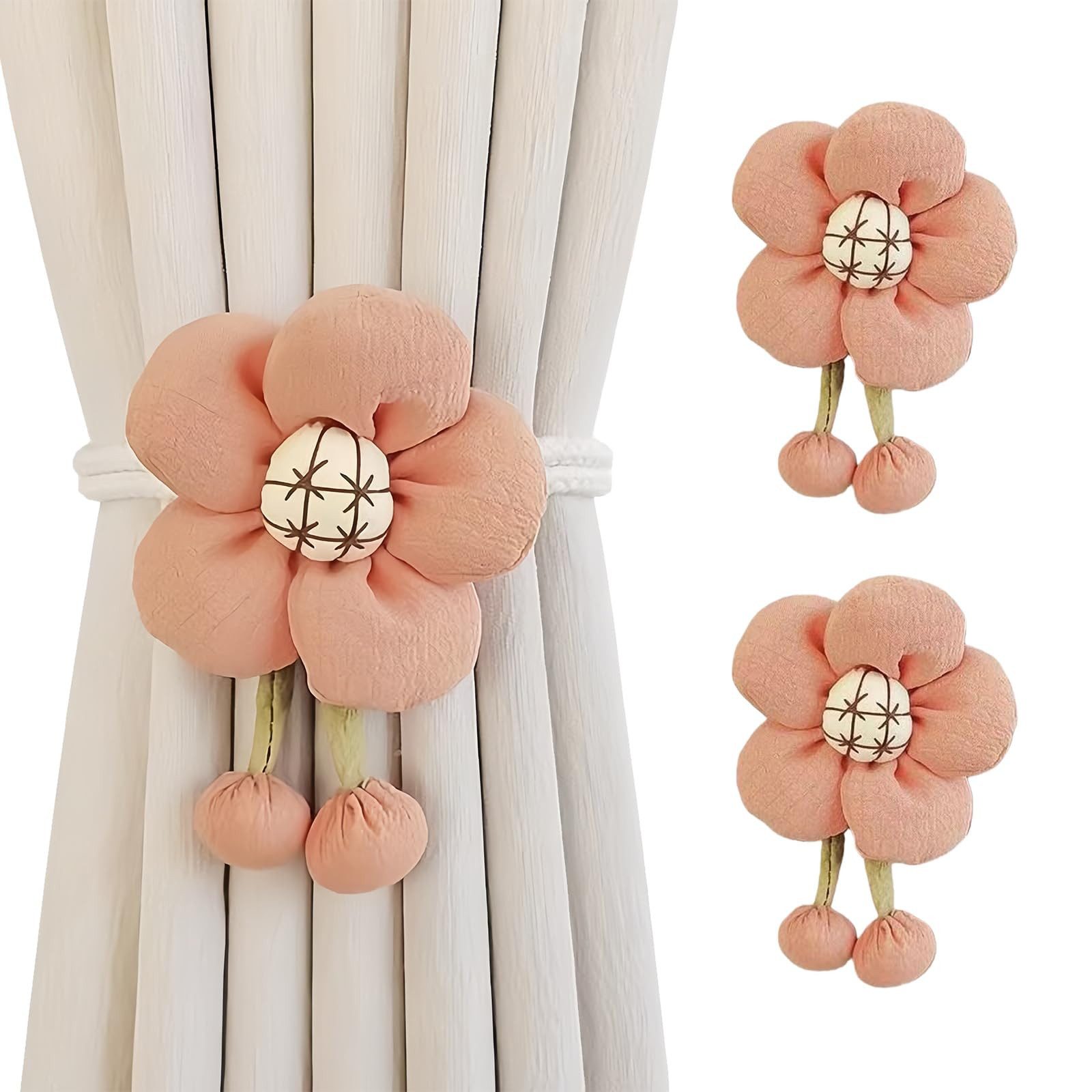 FOUORTUNATE-BEE Raffhalter 2 Stück Blumen Vorhang Raffhalter, Künstliche Blumen Gardinenhalter, (Niedliche Raffhalter Dekorative Fensterdekoration, 2-tlg., für Wohnzimmer Zuhause & Büro)