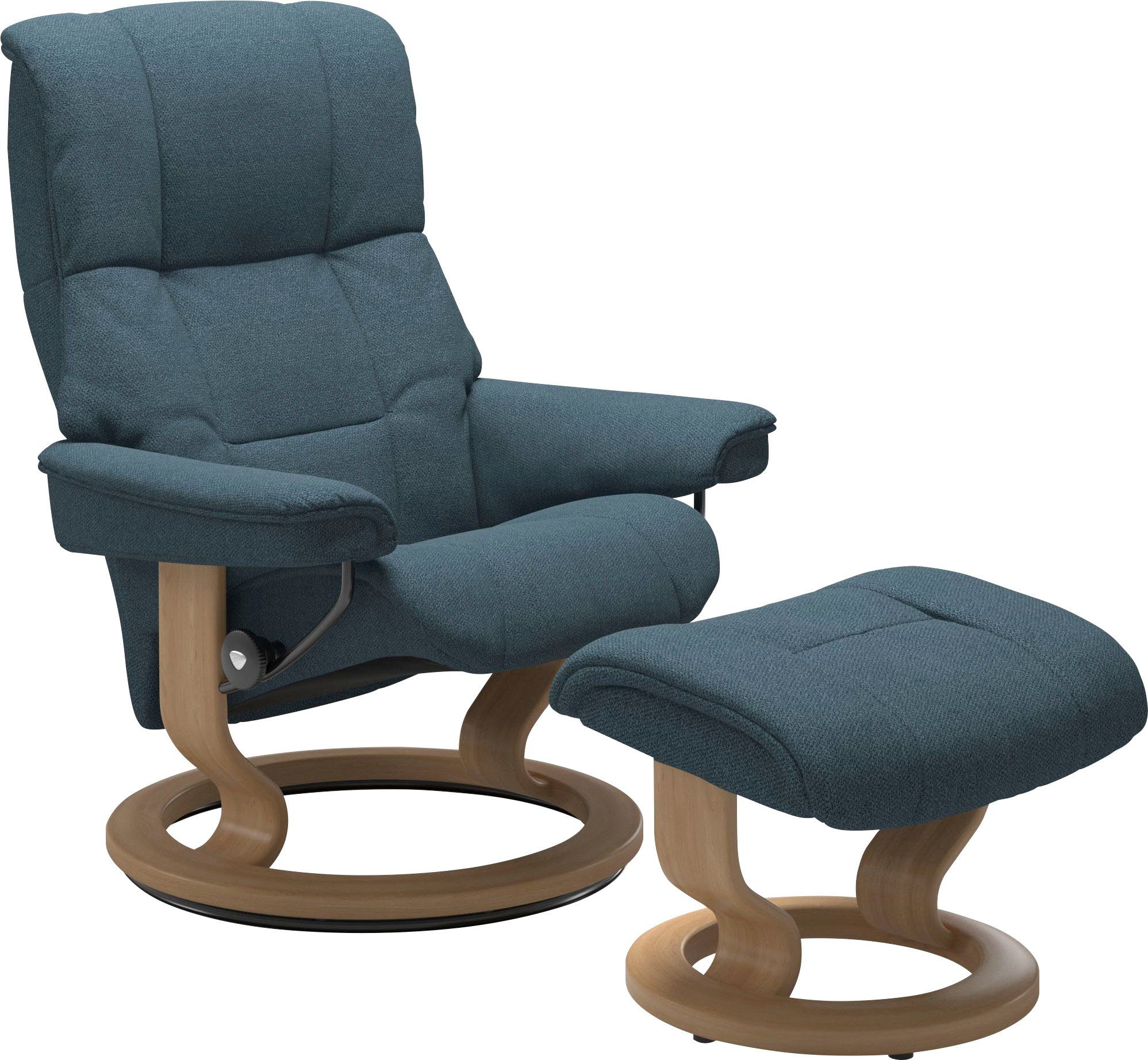 Stressless® Relaxsessel Mayfair (Set, Relaxsessel Eiche mit Base, Hocker), Classic M Hocker, S, Größe Gestell & mit L, mit