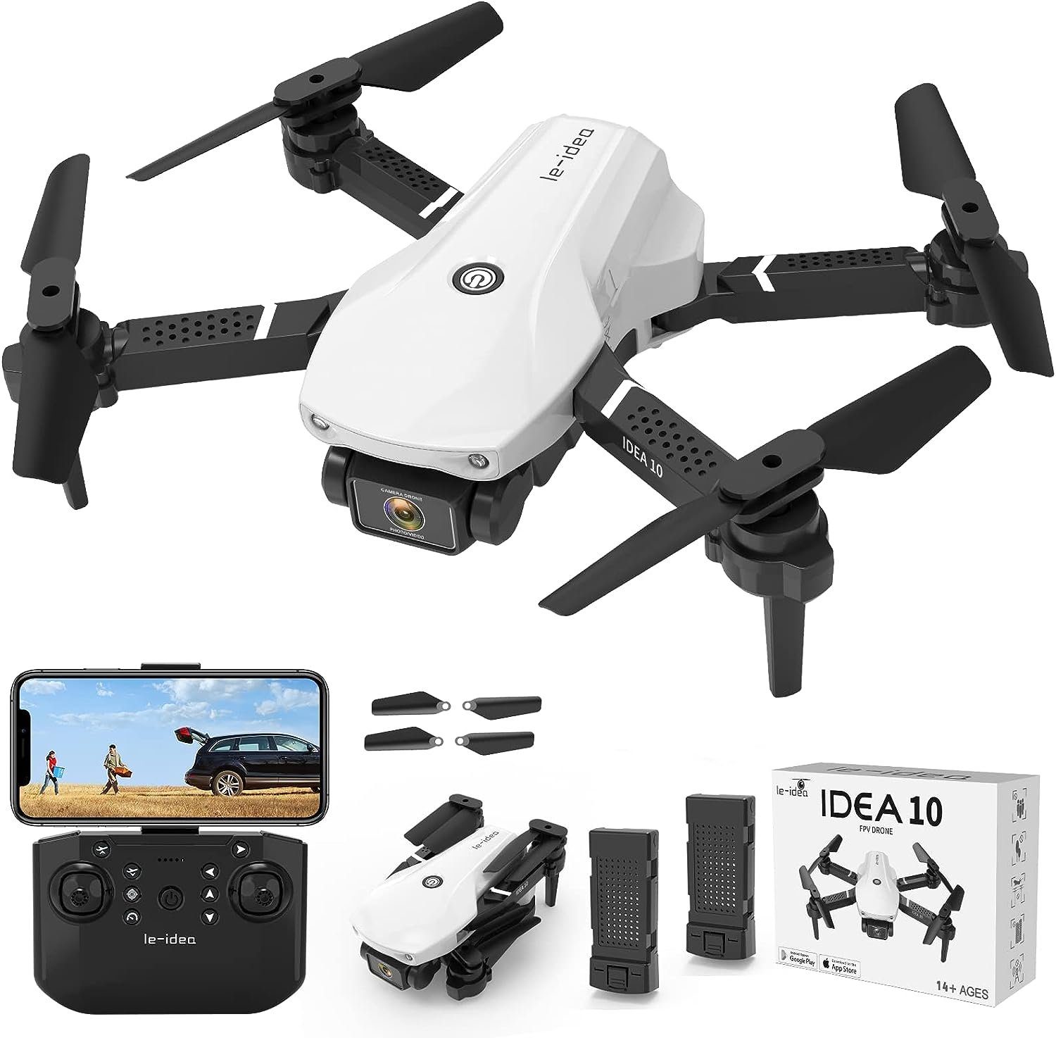 Morlyrctooy Drohne (720p Kameras 360° Quadcopter Akkus) Flip HD, 2 RC Anfänger Drohnen Mini 720P 2