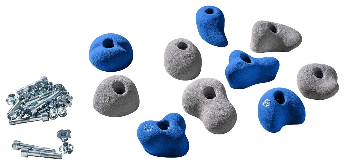 Kletterbude Kletterwand 10 Stück Klettergriffe für Kinder Sprößlinge - Klettergriffe für Spielplatz und Kinderzimmer, zum Klettern für Kinder mit Befestigungsmaterial (Einschlagmuttern und Schrauben) und Montagehinweisen