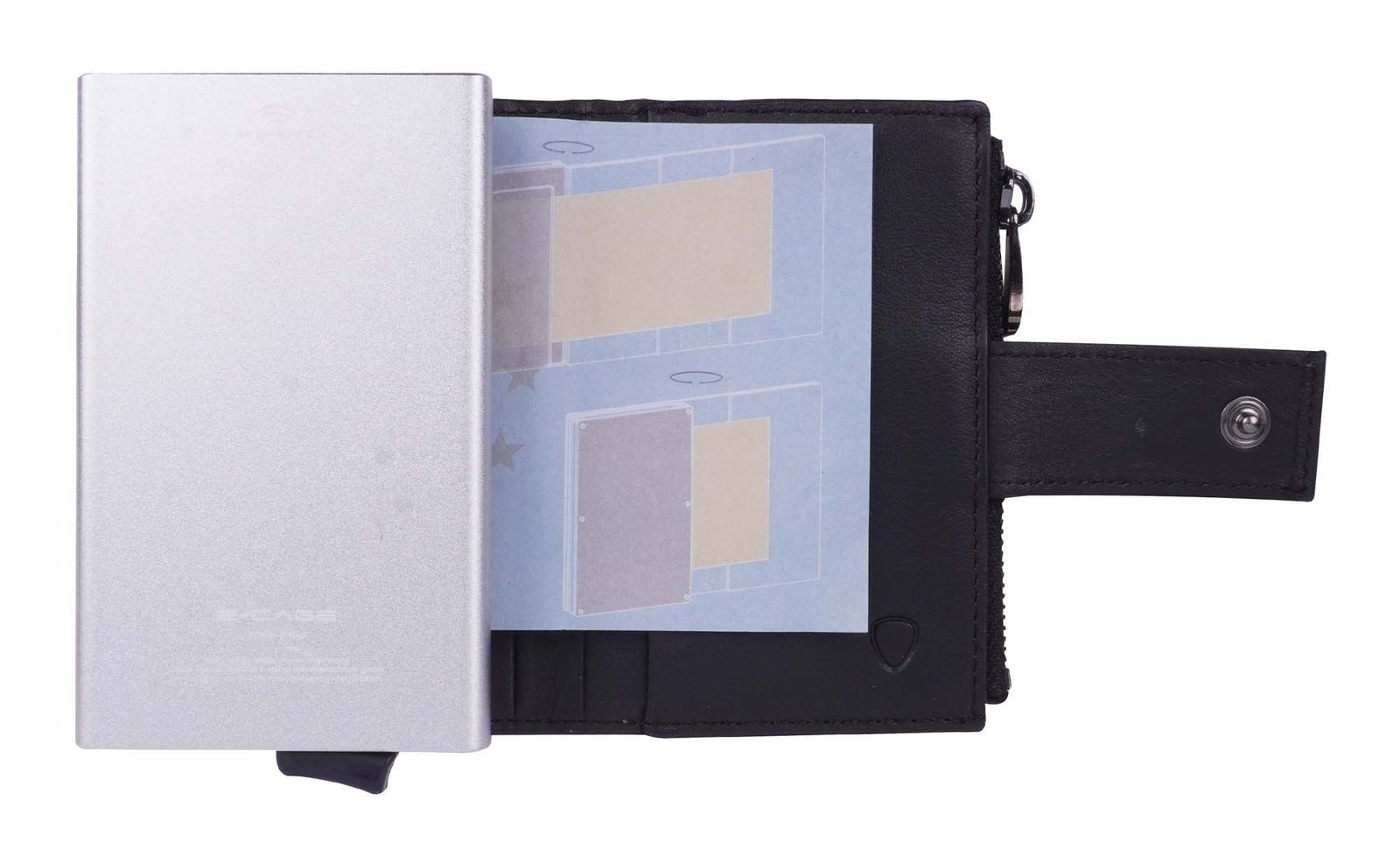 Strellson Kartenetui C-four E-Cage Sv8, aus echtem Leder mit RFID-Blocker Schutz
