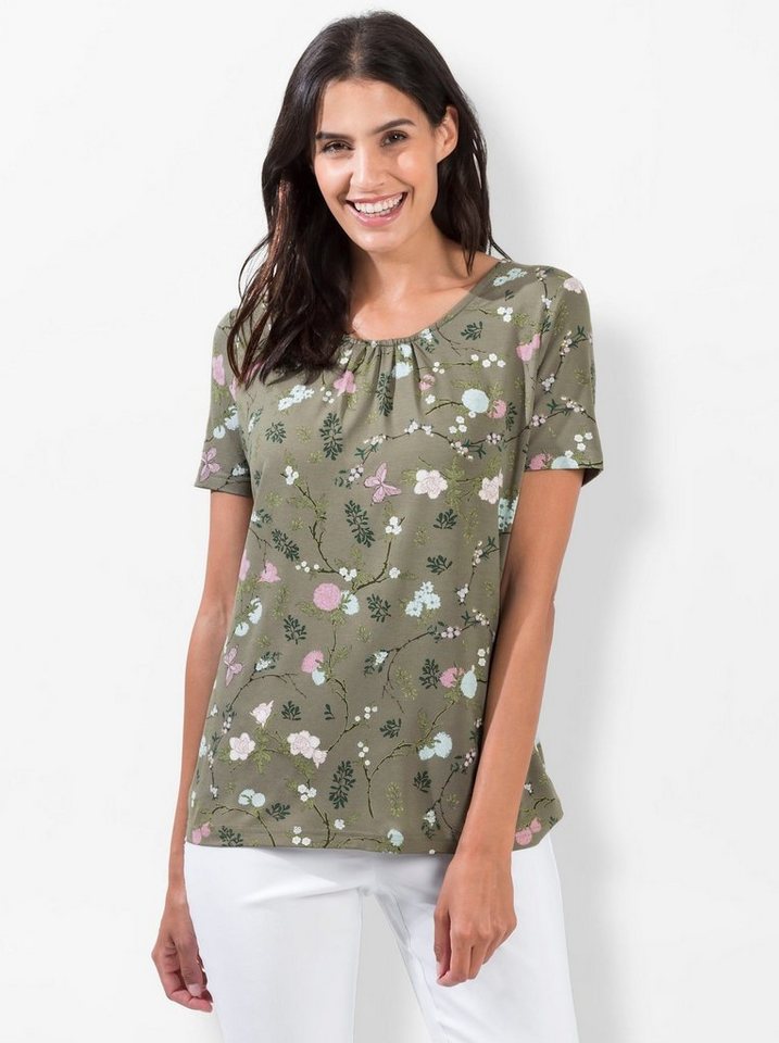 Inspirationen Print-Shirt, leichte Raffung am Ausschnitt online kaufen