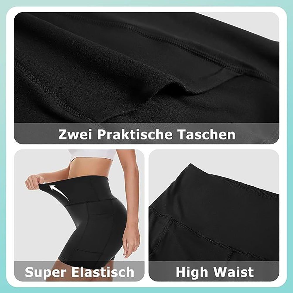 High mit Pack Sporthose CTGtree Shorts Tasche Waist Kurze 2er Damen