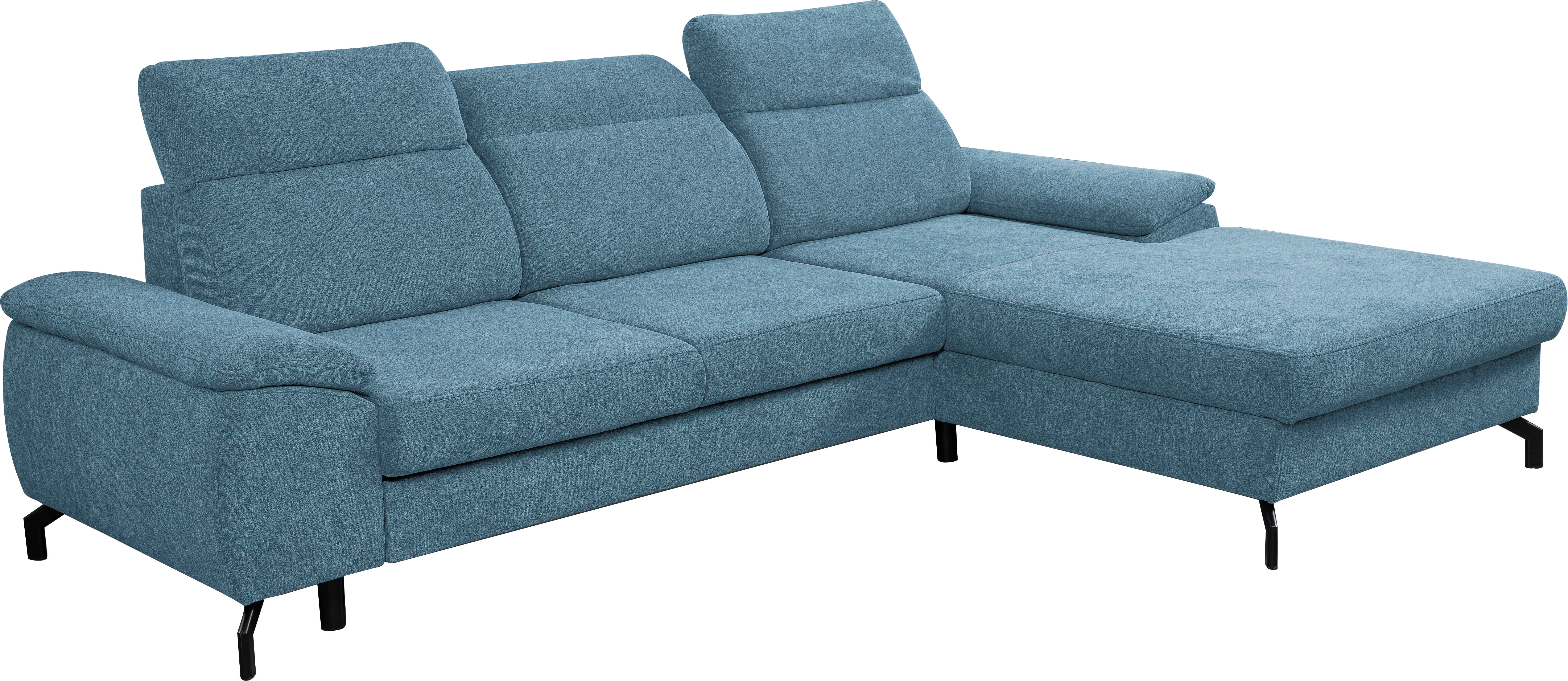 WERK2 Ecksofa Panama, Modernes Kopfteile | | Bettkasten, Hellblau verstellbar Sofa Hellblau Schlaffunktion, mit Hellblau