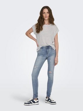 ONLY Skinny-fit-Jeans ONLWAUW MW DESTROY BLEACH DNM GUA mit Destroyed Effekt