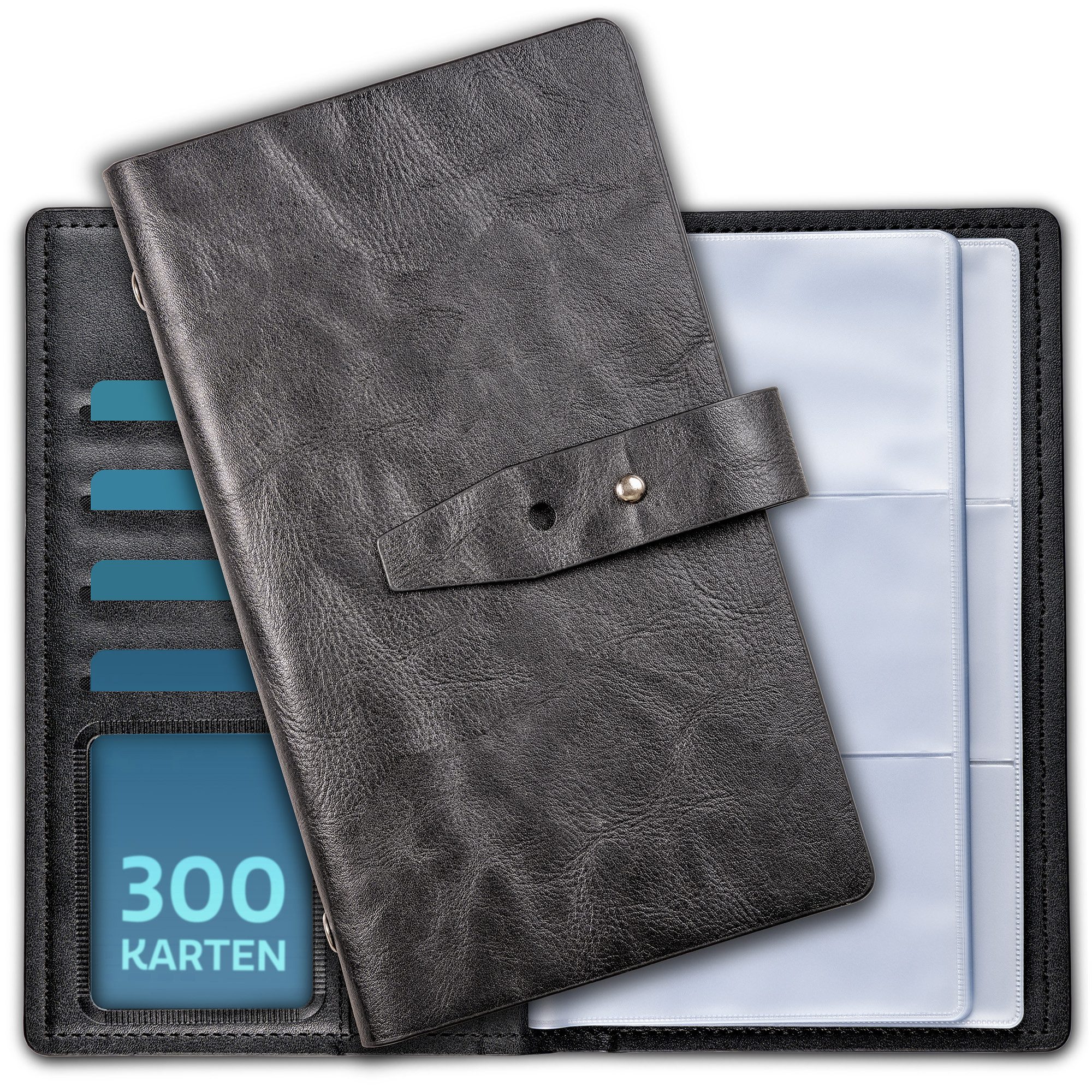 Praknu Визитные карточки Premium Визитные карточкиmappe Schwarz, bis 300 Karten, 180 Karten I Kompakt - Sicher I Hochwertige Визитные карточки Aufbewahrung