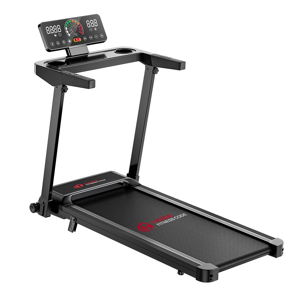 HOMEFITNESSCODE Laufband 3-IN-1 klappbares Laufbänder mit 10 % Steigung – Elektrisches Laufband (Lauffläche 40 x 97 cm – max. 150 kg), 1–12 km/h einstellbar – Motor 3,0 PS – LED-Display