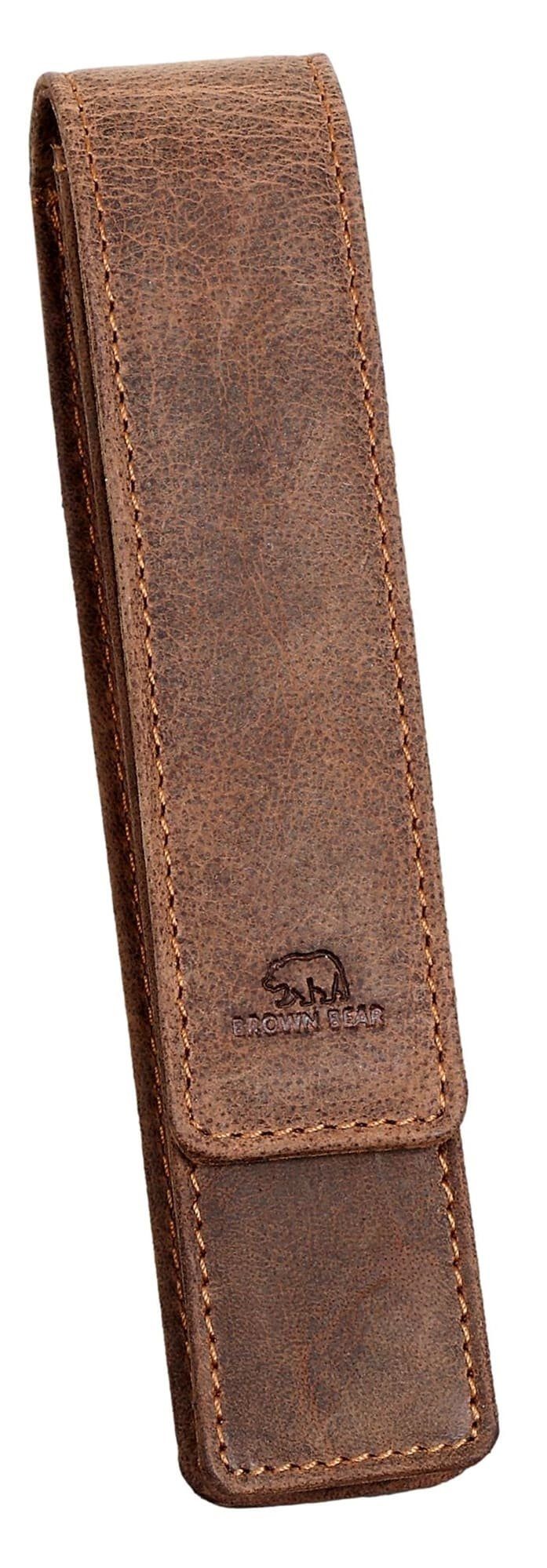 Brown Bear Schreibgeräteetui Golf 01 - Fülleretui aus Echtleder für einen Stift, mit Magnetverschluss für Damen und Herren Braun Vintage Braun-Vintage