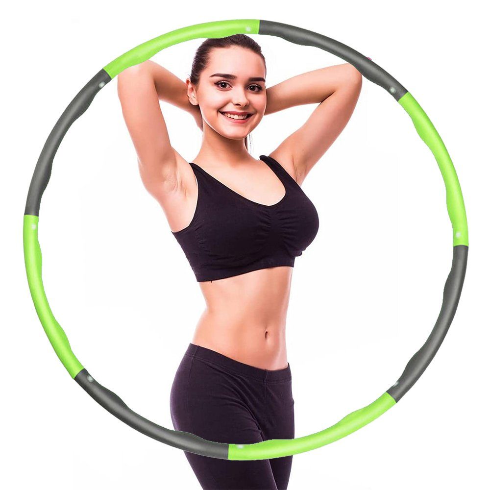 longziming Hula-Hoop-Reifen »Fitness Hula Hoop Reifen für Erwachsene - 95  cm - Anfänger + Fortgeschrittene - Hullahub Reifen zum Abnehmen - Hoola Hoop  Reifen Erwachsene, grün+ grau«