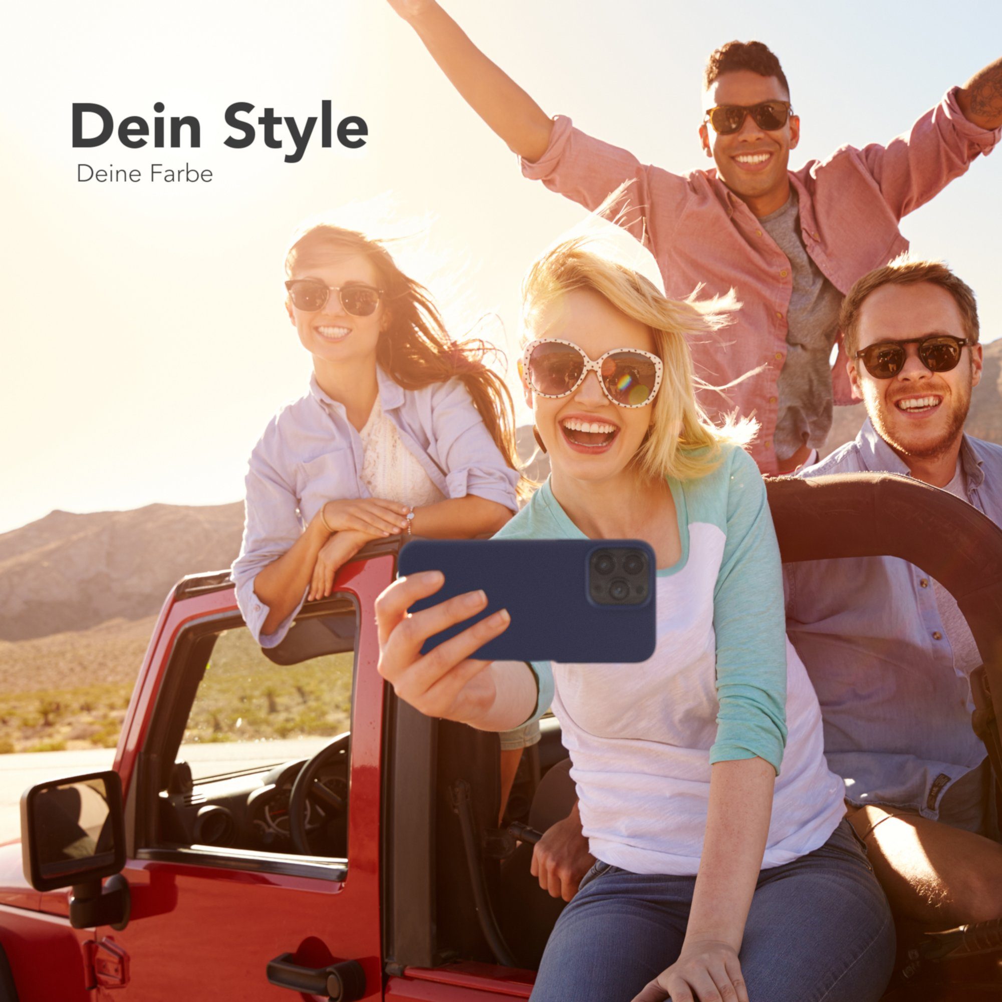 EAZY CASE Handyhülle Premium Silikon Case für Apple iPhone 13 Pro Max 6,7 Zoll, Handy Softcase Hülle Silikon mit Displayschutz Case Blau / Nachtblau