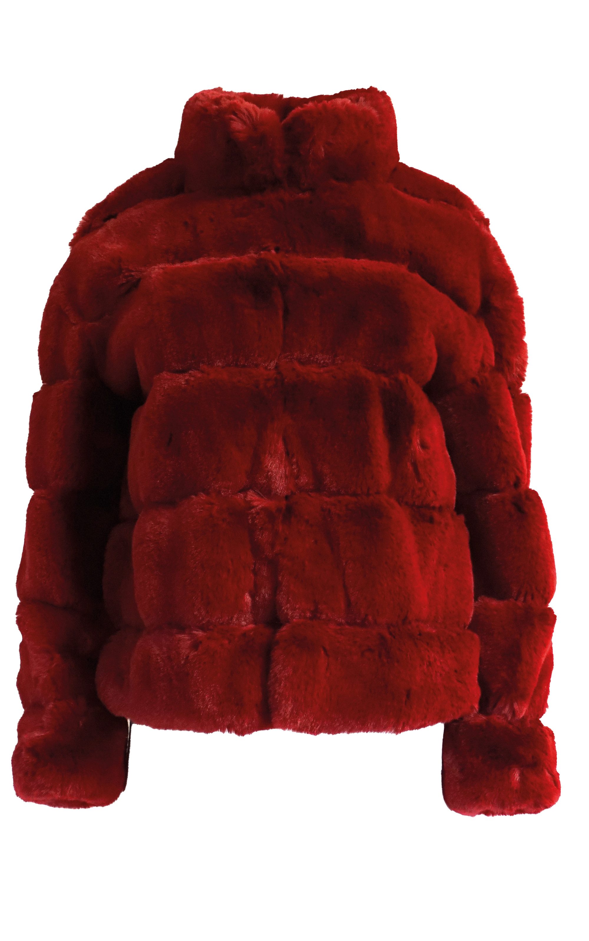 Passioni Fellimitatjacke in kräftigem Rot mit hohem Kragen