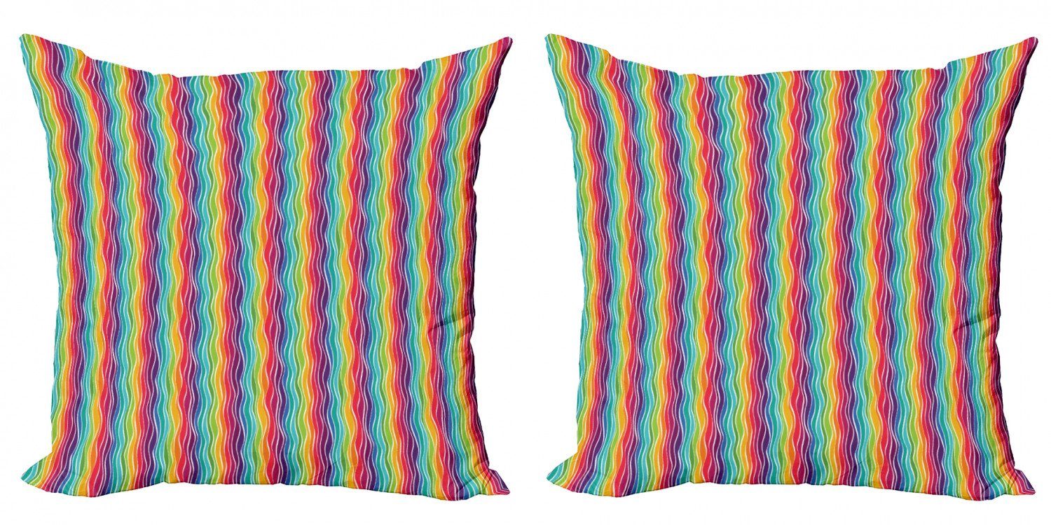 Kissenbezüge Modern Accent Doppelseitiger Digitaldruck, Abakuhaus (2 Stück), Regenbogen Strudel Vertical Waves Kunst