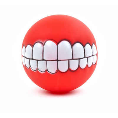 JK Animals Zerrspielzeug Lustiges Hundespielzeug grinz Ball mit Zähnen für Hunde Smiley Bälle