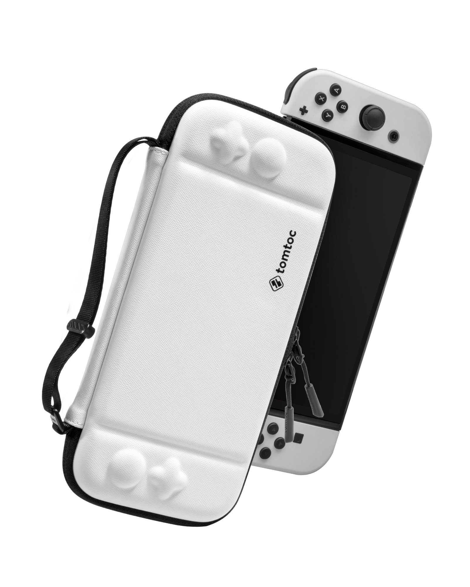 tomtoc Spielekonsolen-Tasche Nintendo Switch OLED Tasche, Rundumschutz Nintendo Switch / OLED Slim Protective Case mit 10 Spiele Weiß