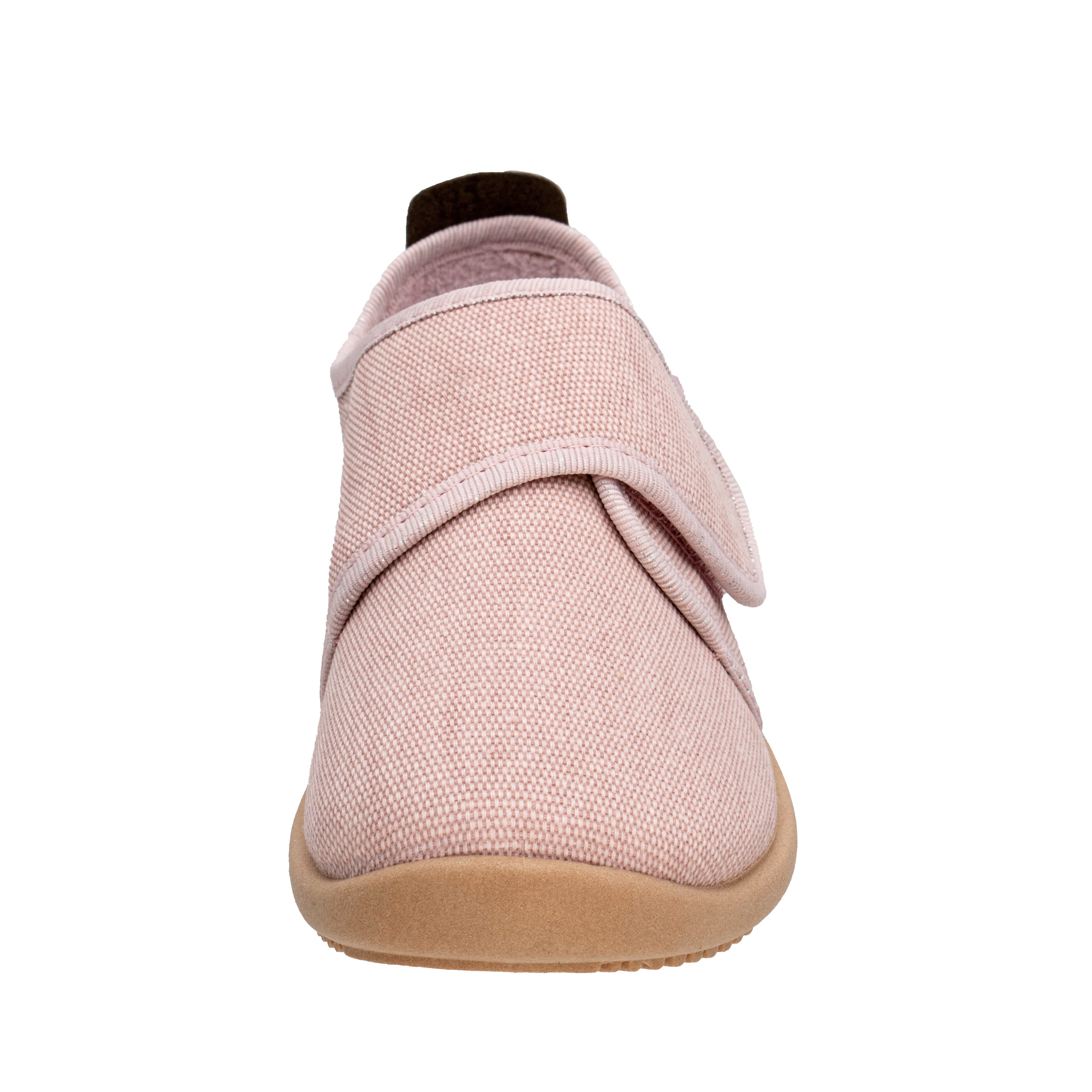Fischer-Markenschuh Softer Hausschuh für Kinder, aus Baumwollleinen, mit Frotteefutter, Klettverschluss – Bild 4 von 5