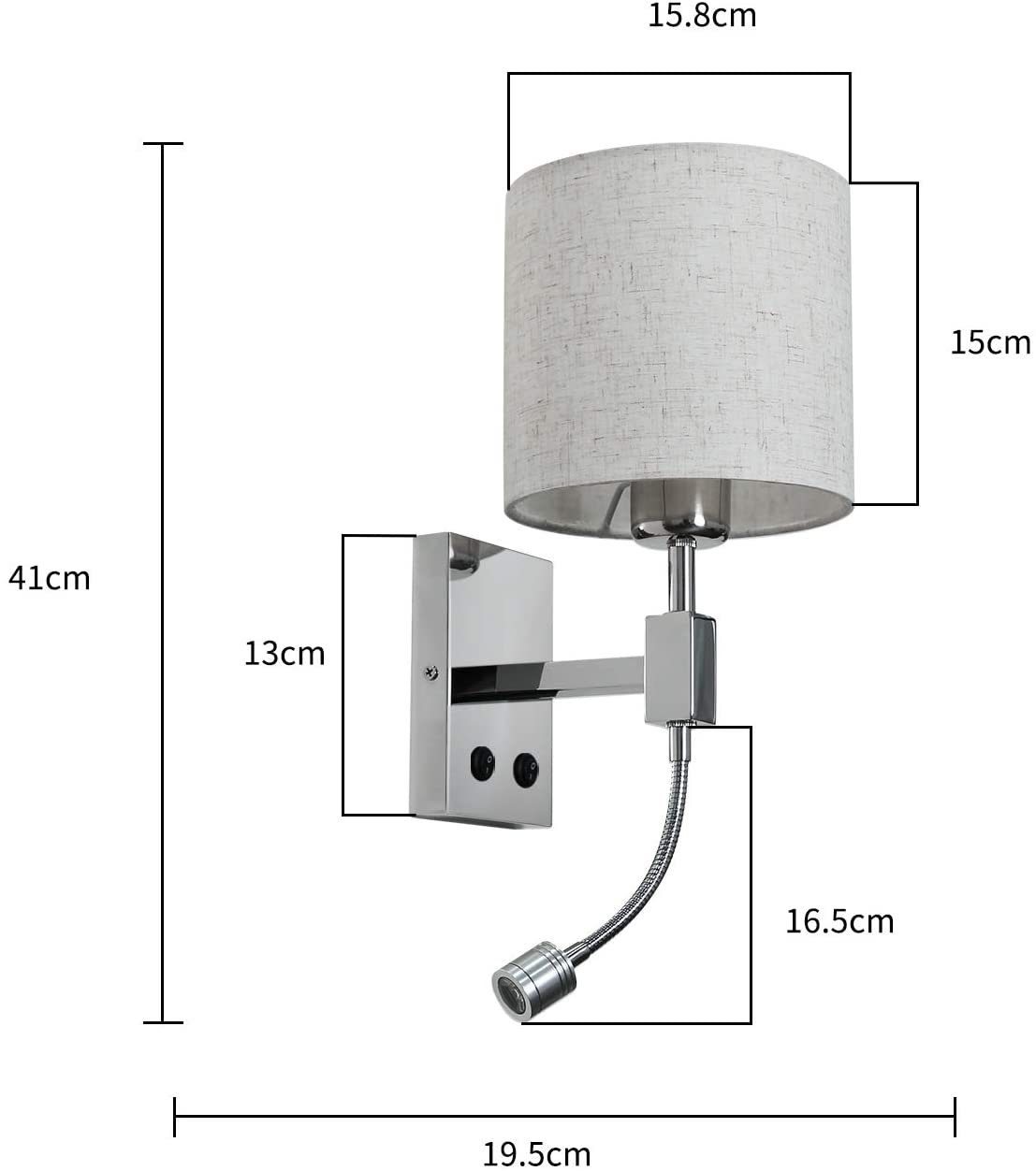 ZMH LED Wandleuchte LED Wandlampe innen Wohnzimmer Leselampe Bettlampe, LED wechselbar, Warmweiß. € 79,99